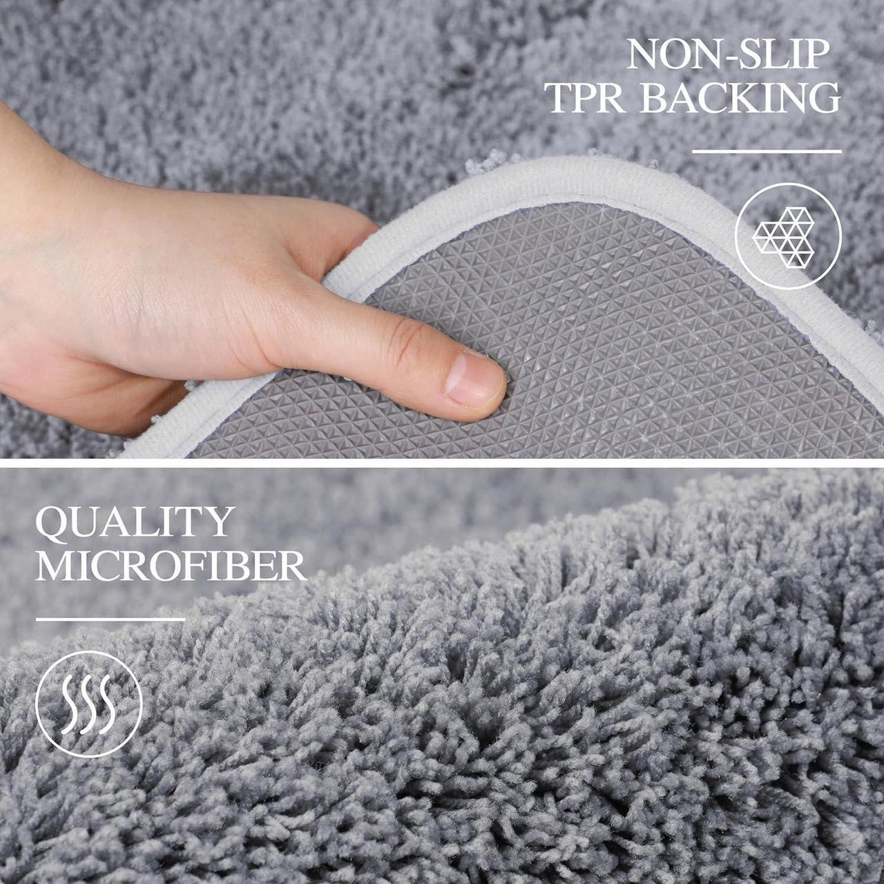 Alt view image 5 of 7 - Bathroom Rug Non Slip Bath Mat (16 x 24 Grey) Water Absorbent Soft Microfiber Shaggy Mat Machine Washable Thick Plush Rugs for Shower