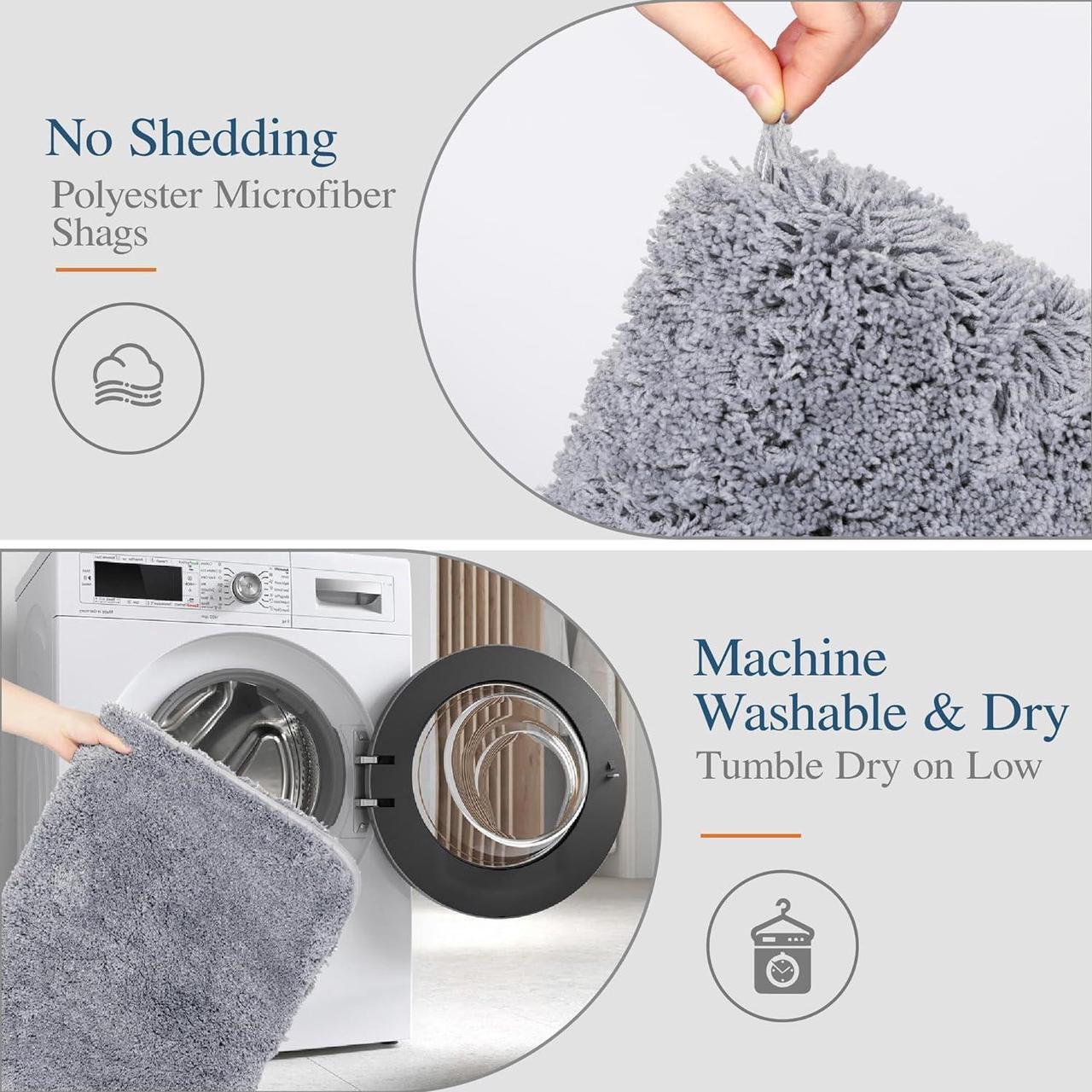 Alt view image 4 of 7 - Bathroom Rug Non Slip Bath Mat (16 x 24 Grey) Water Absorbent Soft Microfiber Shaggy Mat Machine Washable Thick Plush Rugs for Shower