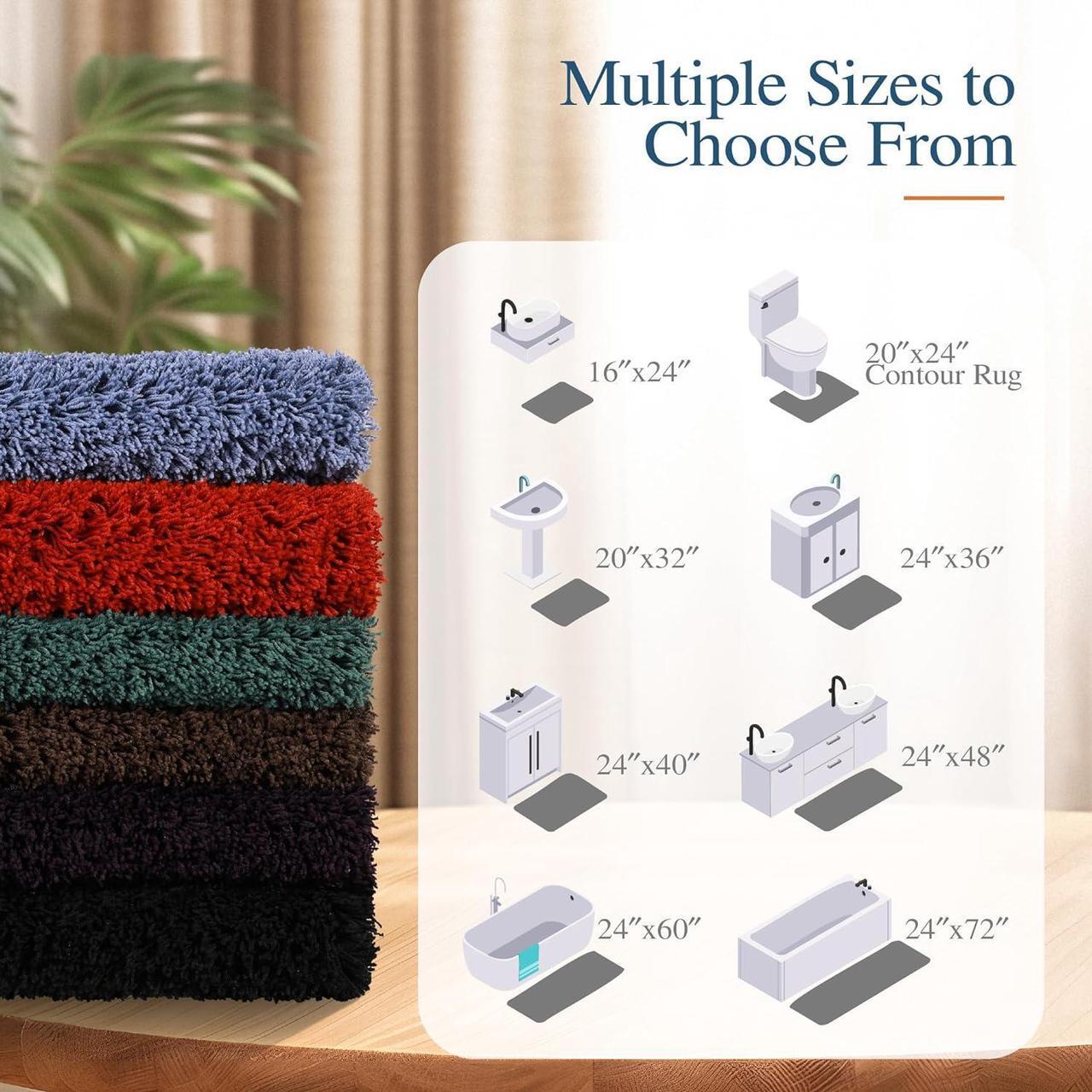 Alt view image 7 of 7 - Bathroom Rug Non Slip Bath Mat (16 x 24 Grey) Water Absorbent Soft Microfiber Shaggy Mat Machine Washable Thick Plush Rugs for Shower