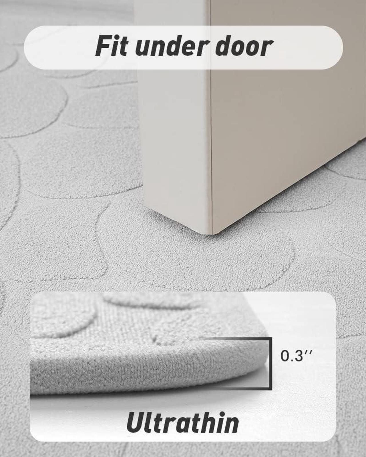 Alt view image 2 of 6 - Non Slip Bath-Mat Super Absorbent Washable Bath Mats for Bathroom with Rubber Backing Thin Bathroom Rugs Fit Under Door-Bathroom Mats-Bathroom Rugs 24x36 Gray