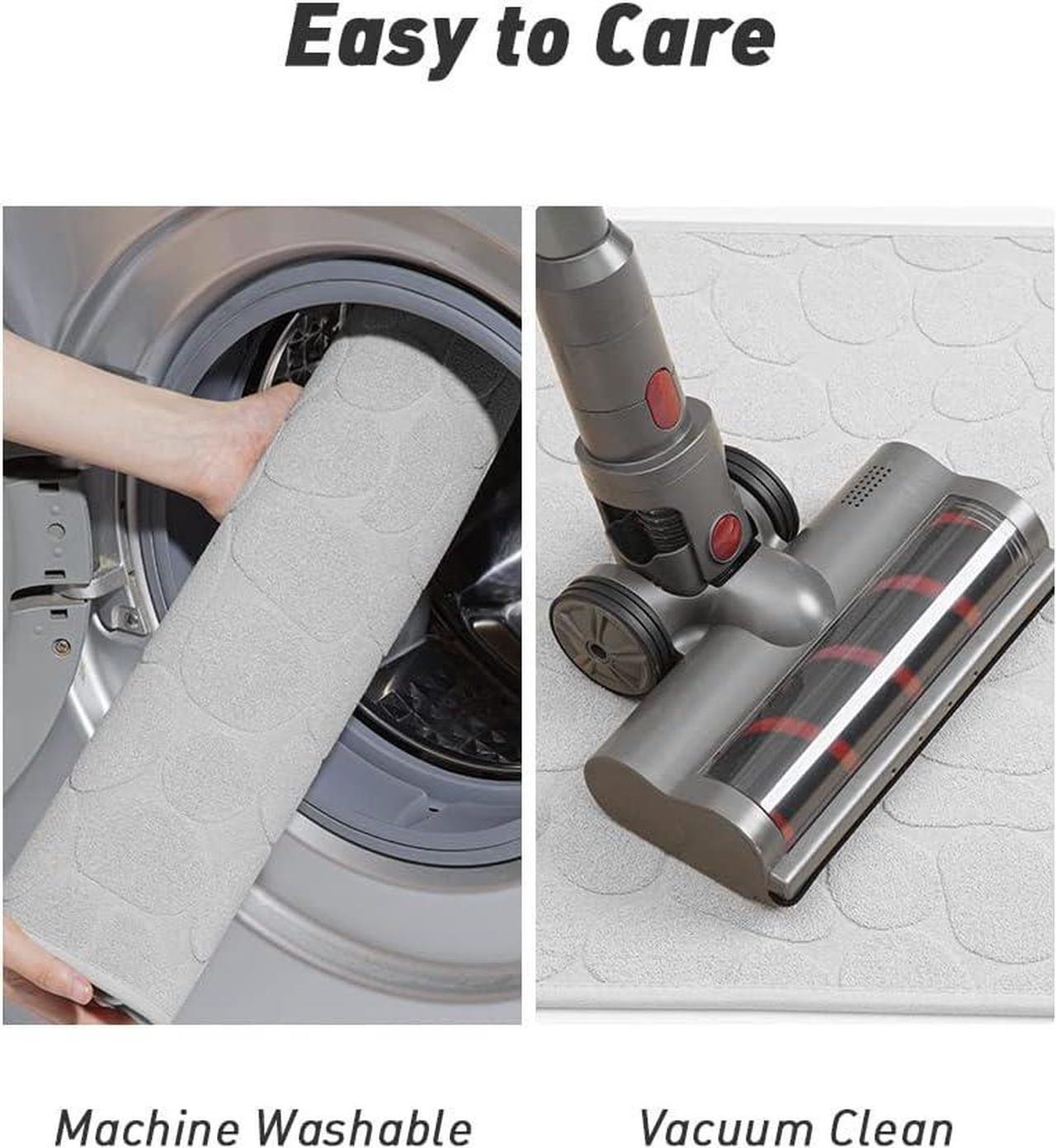 Alt view image 6 of 6 - Non Slip Bath-Mat Super Absorbent Washable Bath Mats for Bathroom with Rubber Backing Thin Bathroom Rugs Fit Under Door-Bathroom Mats-Bathroom Rugs 24x36 Gray