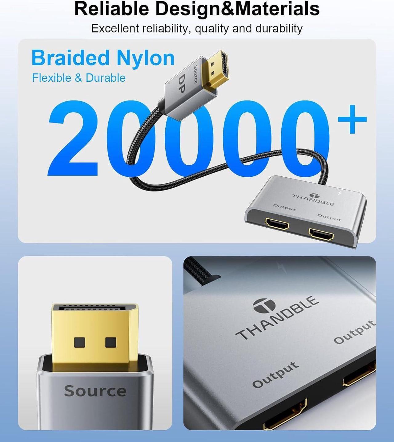 Alt view image 6 of 7 - DisplayPort to Dual HDMI Adapter (4K@60Hz) DP to HDMI Splitter for Dual Monitors Extended Display MST Display Port to HDMI 1 in 2 Out Hub for PC Graphics Card