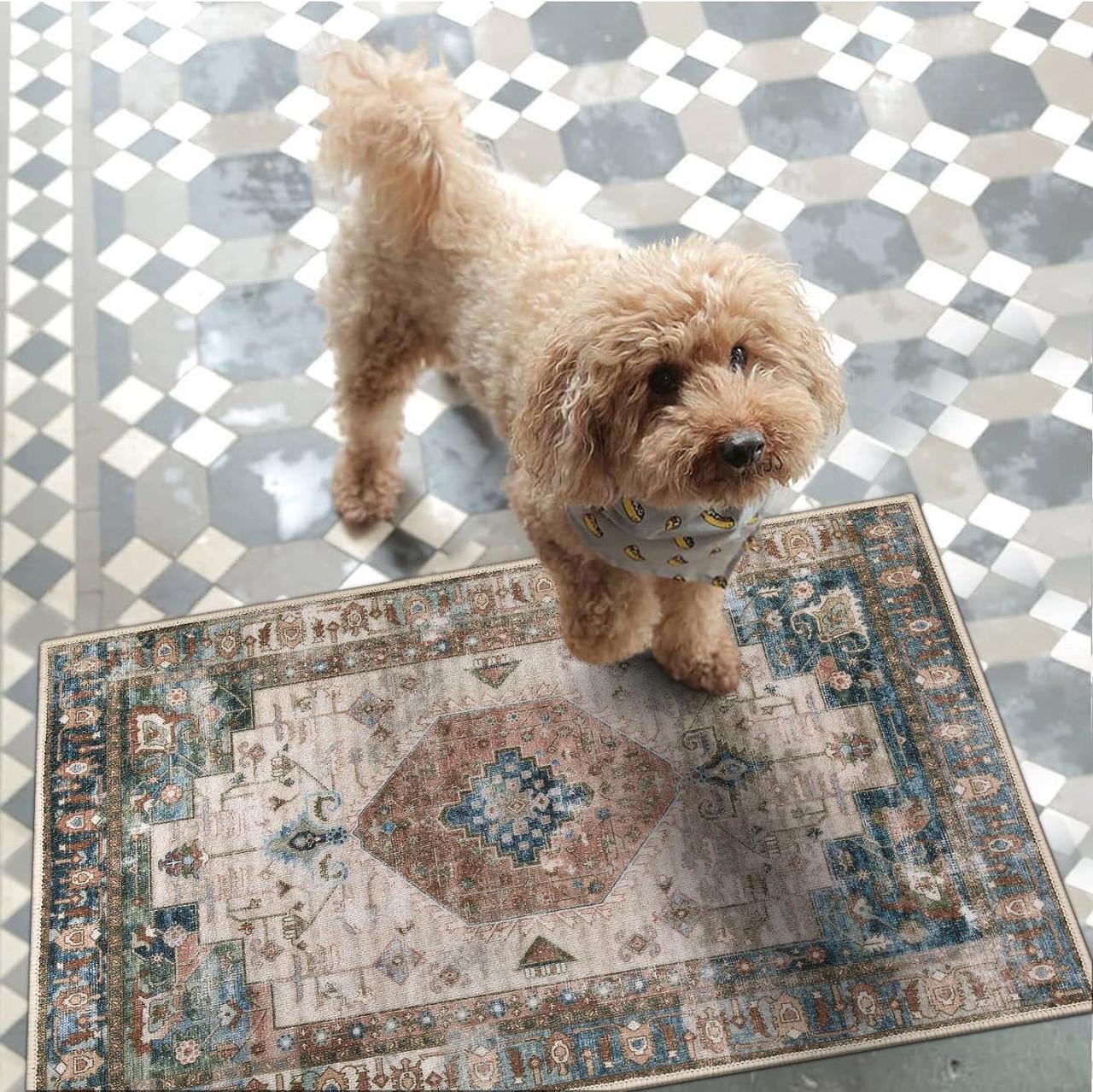 Alt view image 7 of 7 - Washable Indoor Doormat Non Slip Retro Floor Mat 20 x 32 Area Rug Quick Absorbent Entrance Rug Distressed Front Door Mat Welcome Mats Entryway Rug Doormats for Kitchen Home Patio