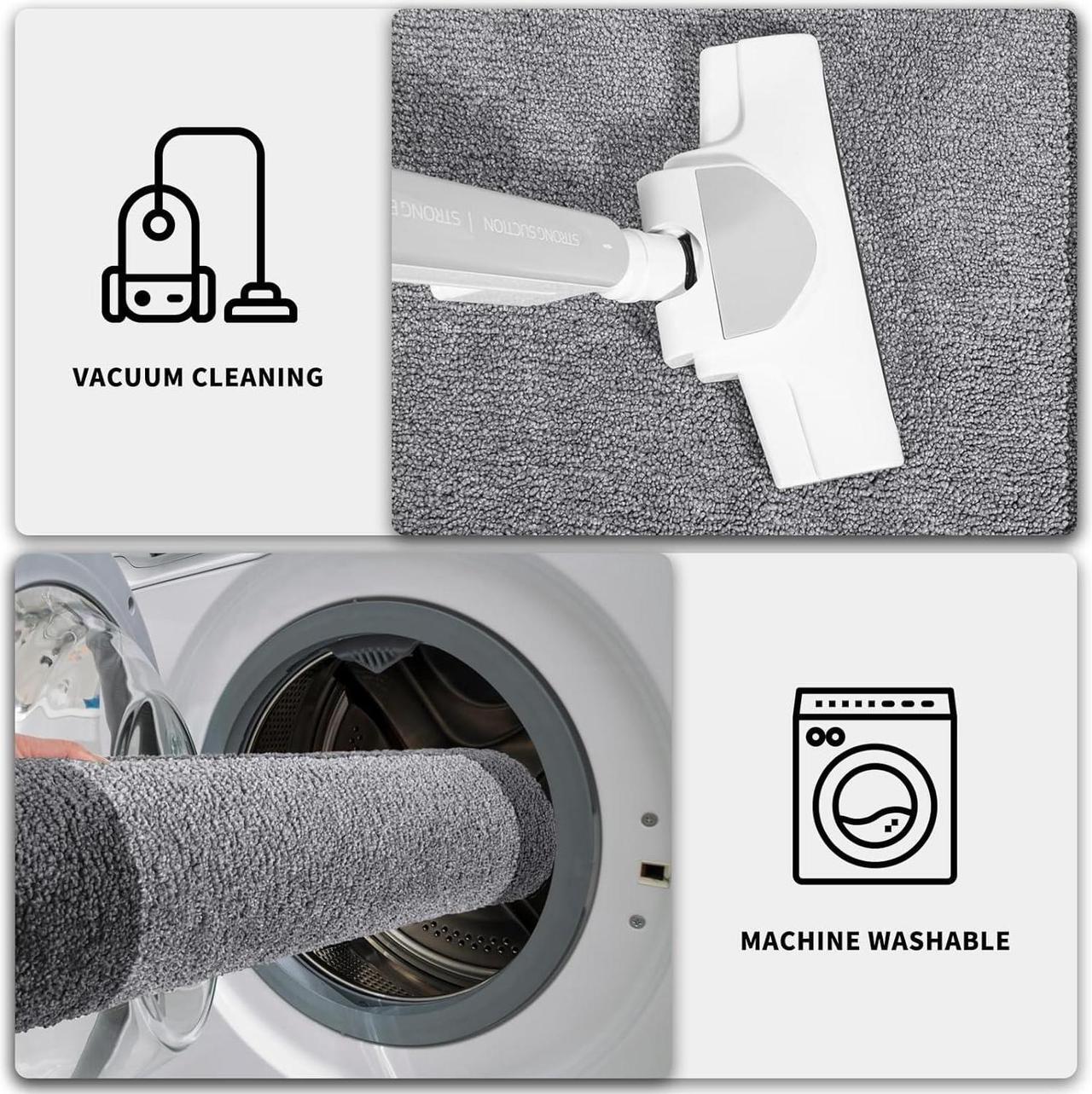 Alt view image 7 of 7 - Dirt Trapper Door Mat 20 x 32 Non-Slip/Skid Machine Washable Entryway Rug Shoes Scraper Throw Rug Super Absorbent Area Rug for Muddy Wet Shoes and Paws Light Grey & Grey