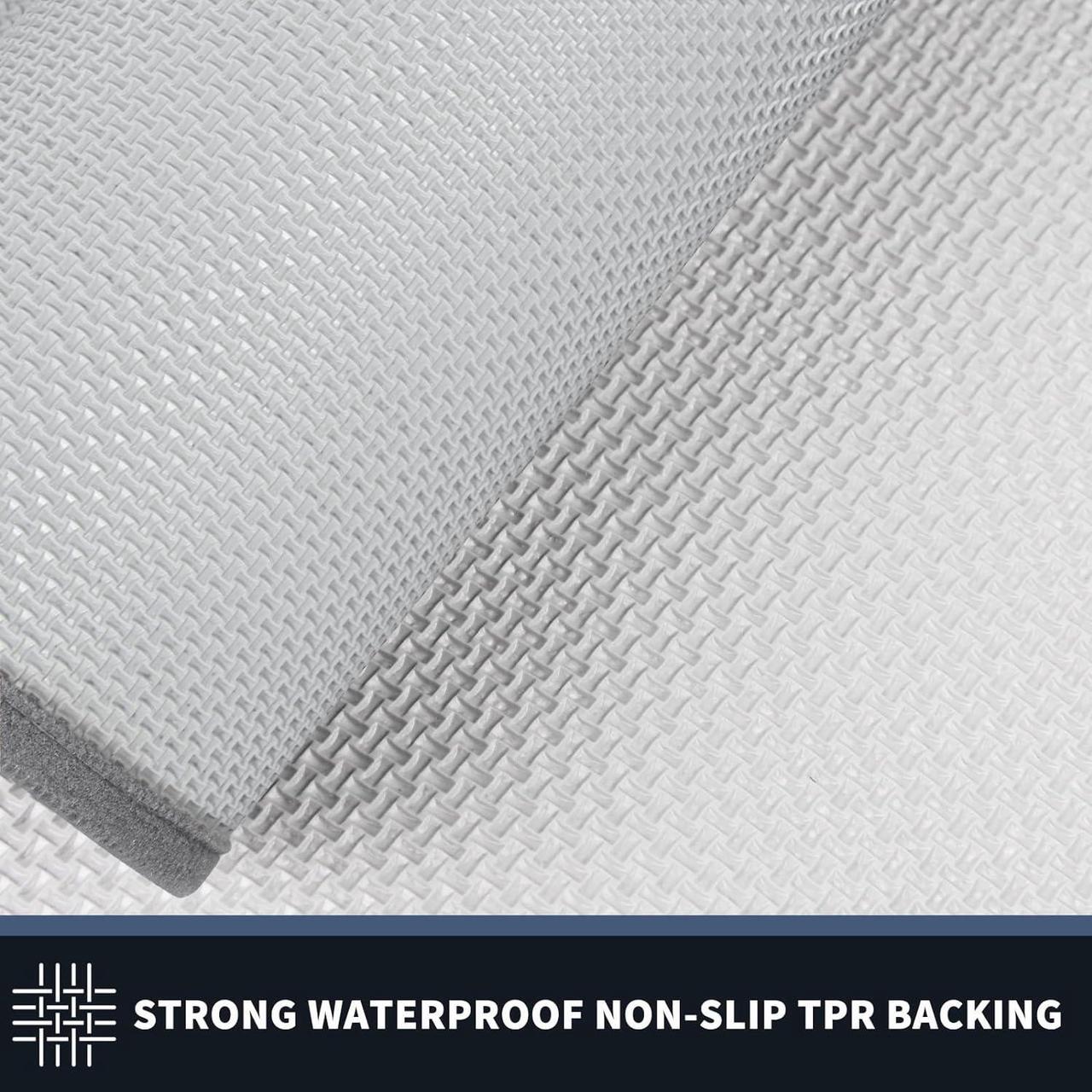Alt view image 6 of 7 - Dirt Trapper Door Mat 20 x 32 Non-Slip/Skid Machine Washable Entryway Rug Shoes Scraper Throw Rug Super Absorbent Area Rug for Muddy Wet Shoes and Paws Light Grey & Grey