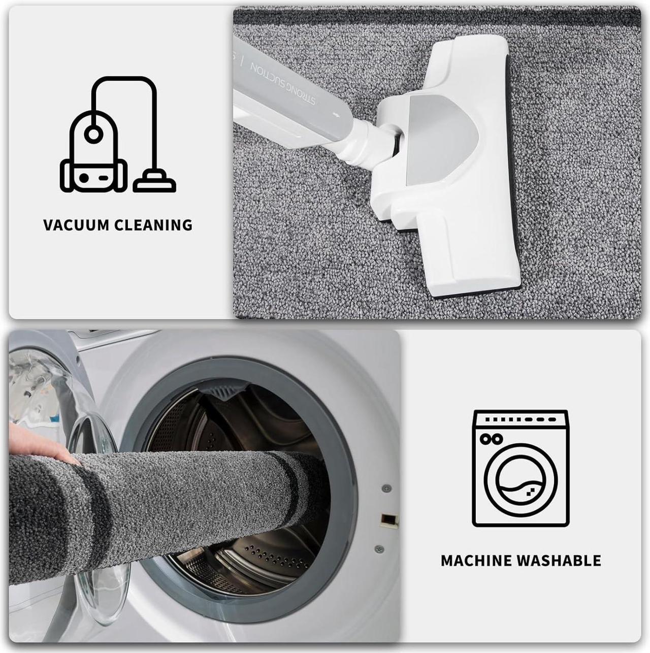Alt view image 7 of 7 - Dirt Trapper Door Mat 20 x 32 Non-Slip/Skid Machine Washable Entryway Rug Shoes Scraper Area Rug Super Absorbent Welcome Mat for Muddy Wet Shoes and Paws Light Grey & Dark Grey