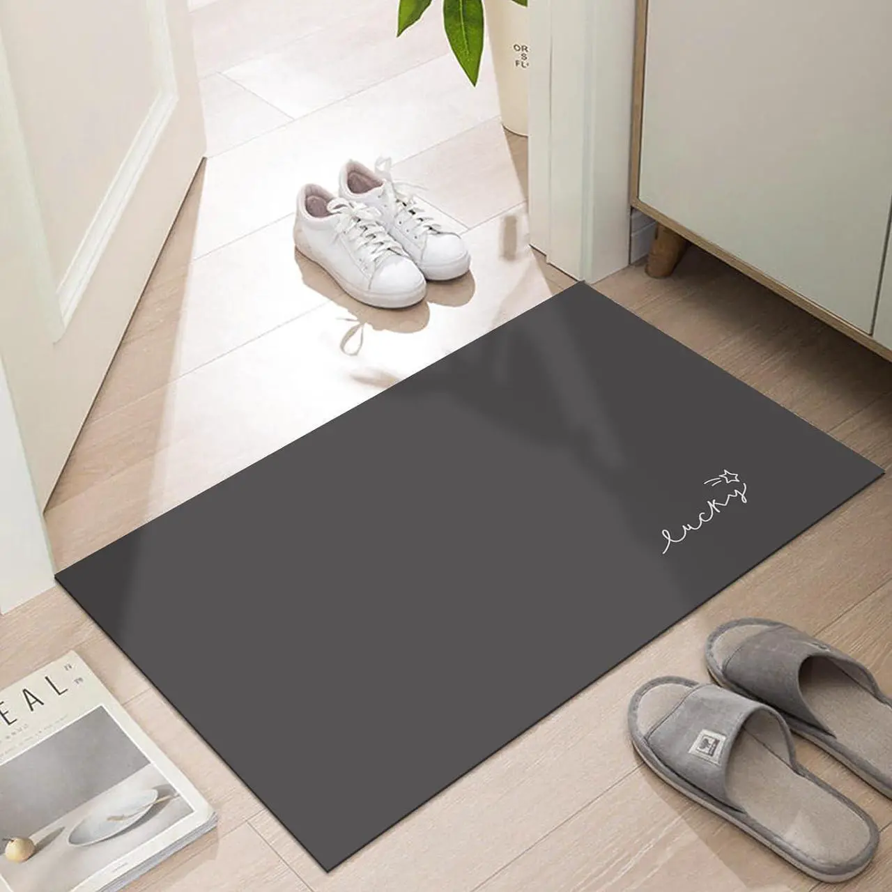 Main image of Ultra Thin Door Mat Indoor Small Entryway Rugs Non Slip Absorbent Inside Door Mat for Front Door Entrance Throw Rugs with Rubber Backing Machine Washable 2416 Black