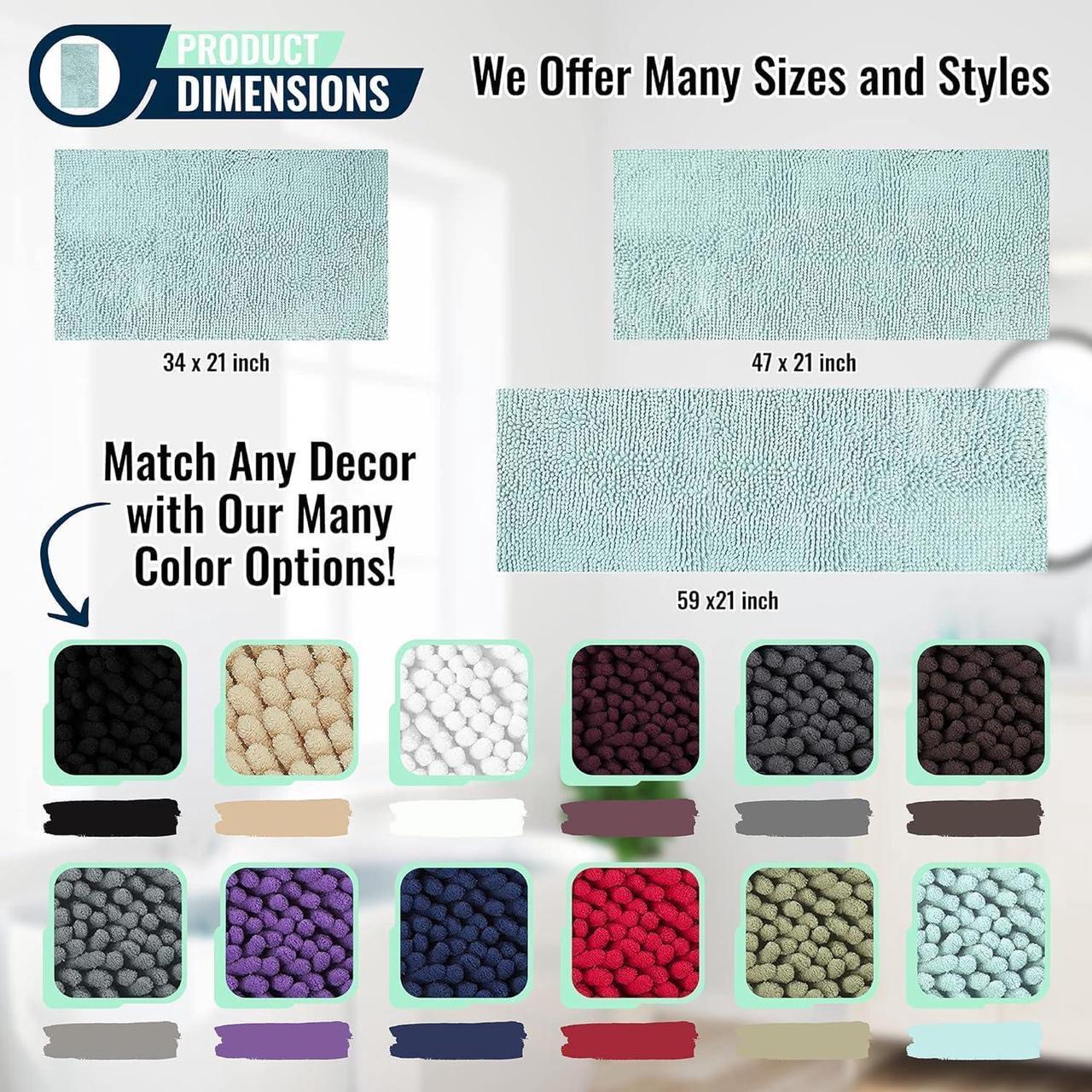 Alt view image 5 of 6 - Plush Microfiber Non Slip Soft Bathroom Rug Absorbent Machine Washable Chenille Bath Mat | Quick Dry Carpet Great for Bath Shower Bedroom or Door Mat (Charcoal Gray 14x22)