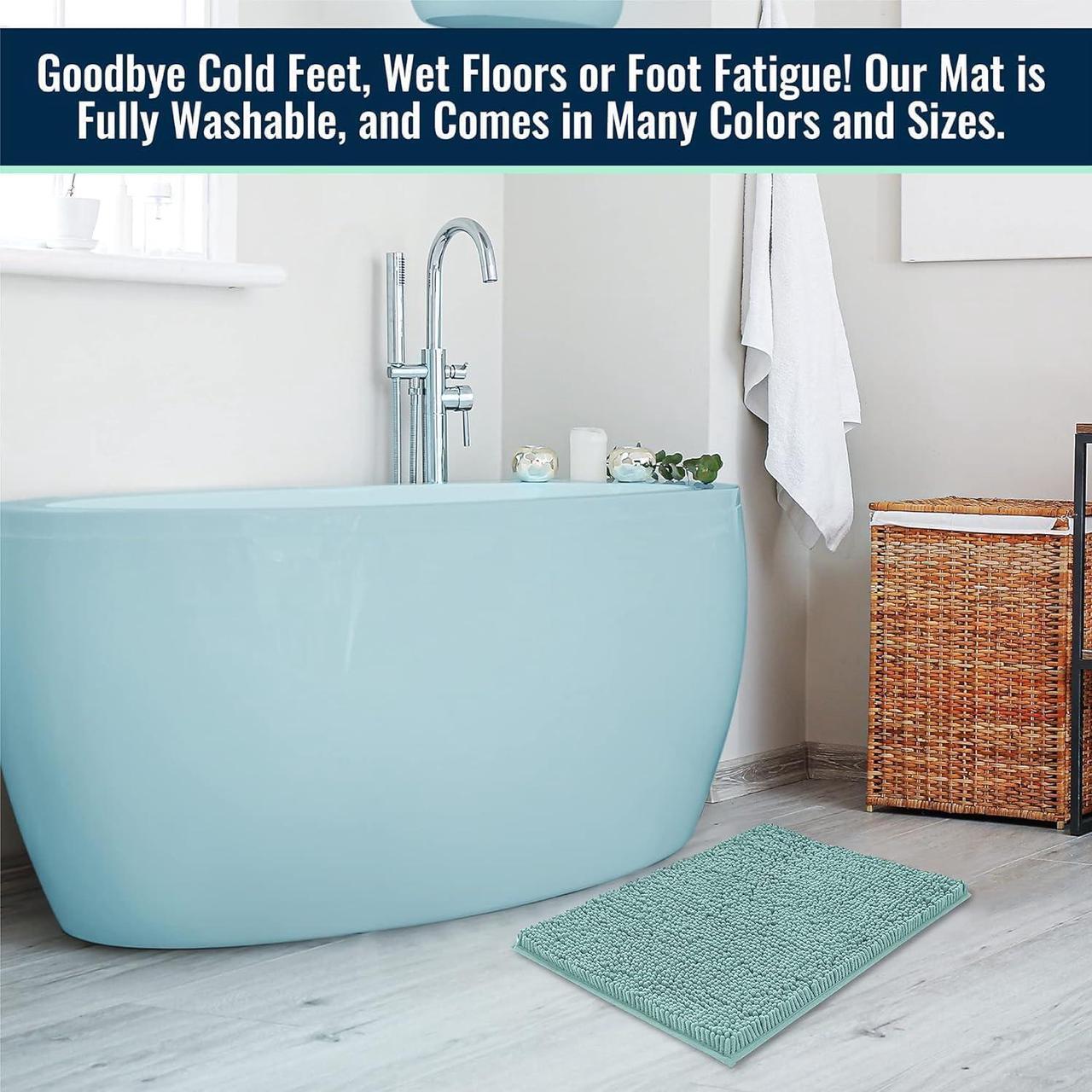 Alt view image 6 of 6 - Plush Microfiber Non Slip Soft Bathroom Rug Absorbent Machine Washable Chenille Bath Mat | Quick Dry Carpet Great for Bath Shower Bedroom or Door Mat (Charcoal Gray 14x22)