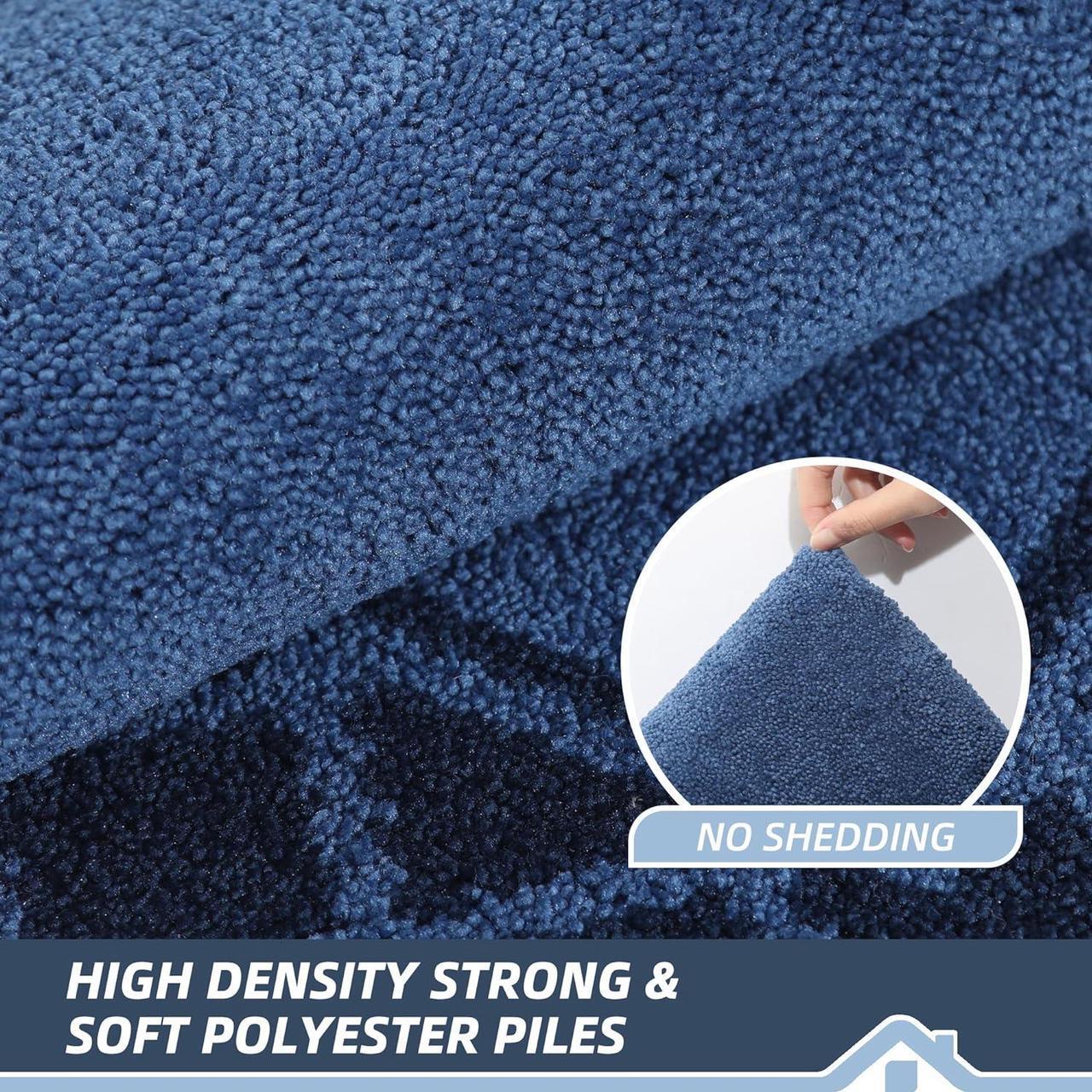 Alt view image 3 of 7 - Door-Mat Dirt Trapper Entryway Rug Non-Slip Low-Profile Absorbent Indoor Welcome Mat Washable Front Door Mat for Muddy Paws Entrance Hallway 20 x 32 Navy Blue