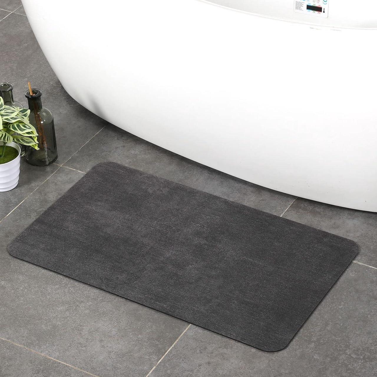Main image of Bath Mat Rug Super Absorbent Quick Dry Non-Slip Thin Bathroom Rugs Easy Clean Washable Bathroom Floor Mat That Fit Under Door Thin Shower Mat for Bathtub Sink Bedroom 15x23 inch Dark Grey