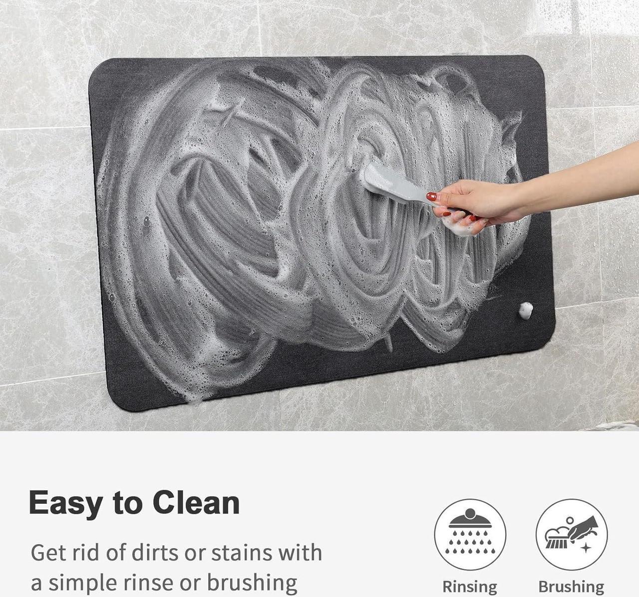 Alt view image 7 of 7 - Bath Mat Rug Super Absorbent Quick Dry Non-Slip Thin Bathroom Rugs Easy Clean Washable Bathroom Floor Mat That Fit Under Door Thin Shower Mat for Bathtub Sink Bedroom 15x23 inch Dark Grey