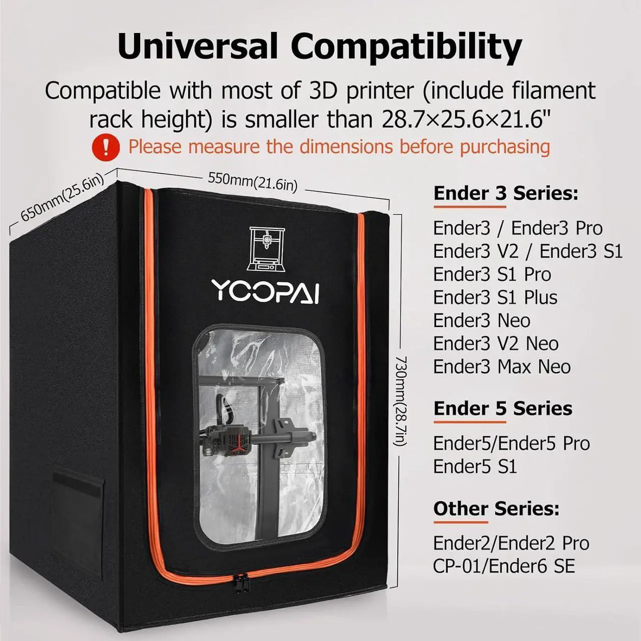 Alt view image 2 of 6 - 3D Printer Enclosure with LED Lighting Fireproof Dustproof Tent Constant Temperature Protective Cover for Creality Ender 3/Ender 3 Pro/Ender 3V2/Ender 3S1/Neo/Anycubic Elegoo Medium