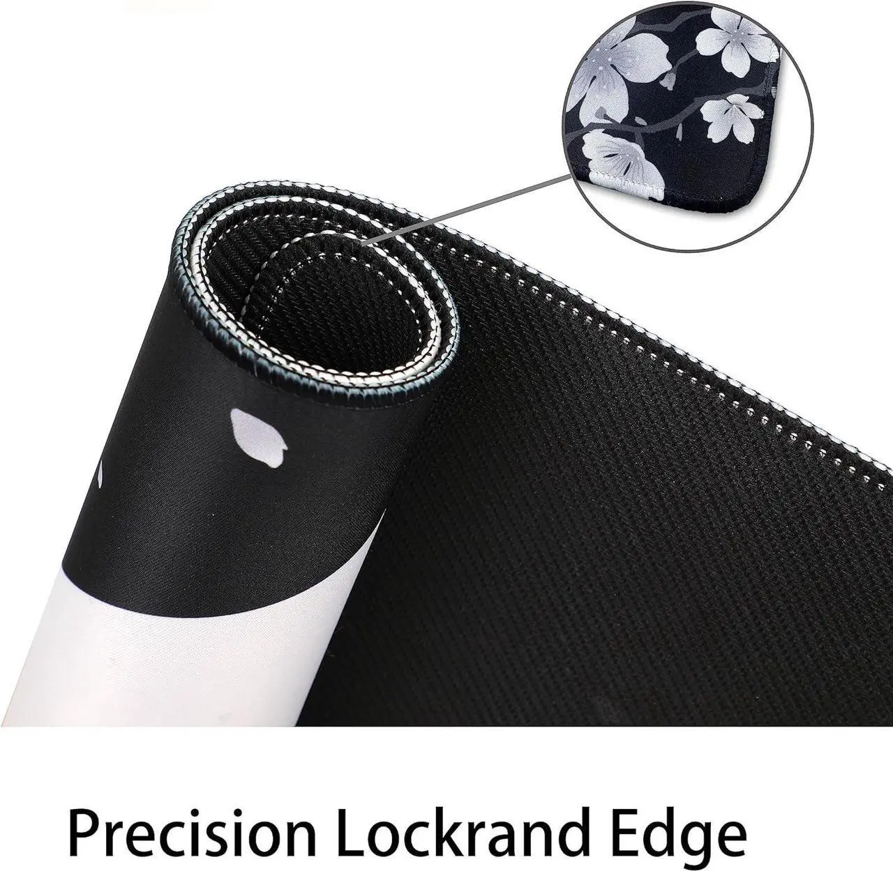 Alt view image 5 of 7 - Black and White Cherry Blossom Mouse Pad Yin and Yang Designed Mouse Mat XL Large Desk Pad Extended Japanese Sakura Mousepad Waterproof Non Slip Rubber Base Keyboard Pads 31.5 X 11.8 Inch