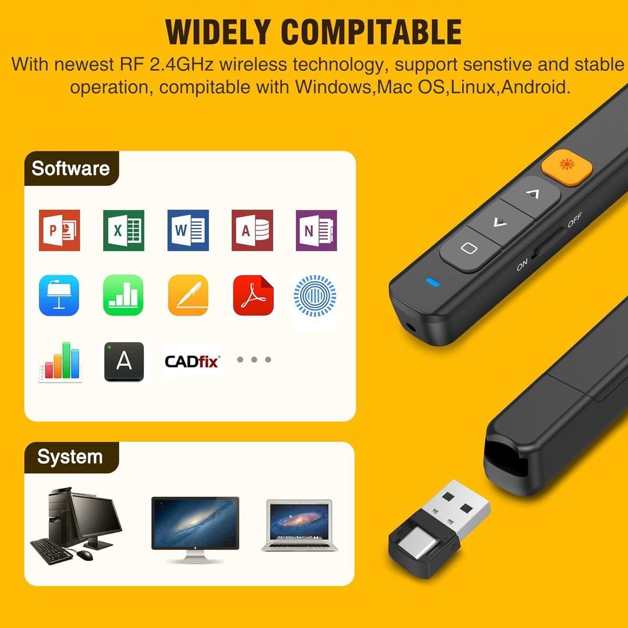 Alt view image 4 of 7 - 2-in-1 USB Type C Wireless Presenter Remote Hyperlink Volume Control Presentation Clicker for PPT Clicker RF 2.4GHz Presentation Remote Slide Advancer for PowerPoint Mac Laptop Keynote.