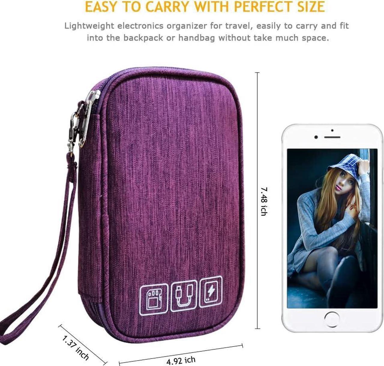 Alt view image 3 of 7 - Electronic Organizer Bag Cable Organizer Travel Cord Organizer Case Pouch Portable Carrying Case for Charger Hard Drive Earphone USB SD Card (Purple)