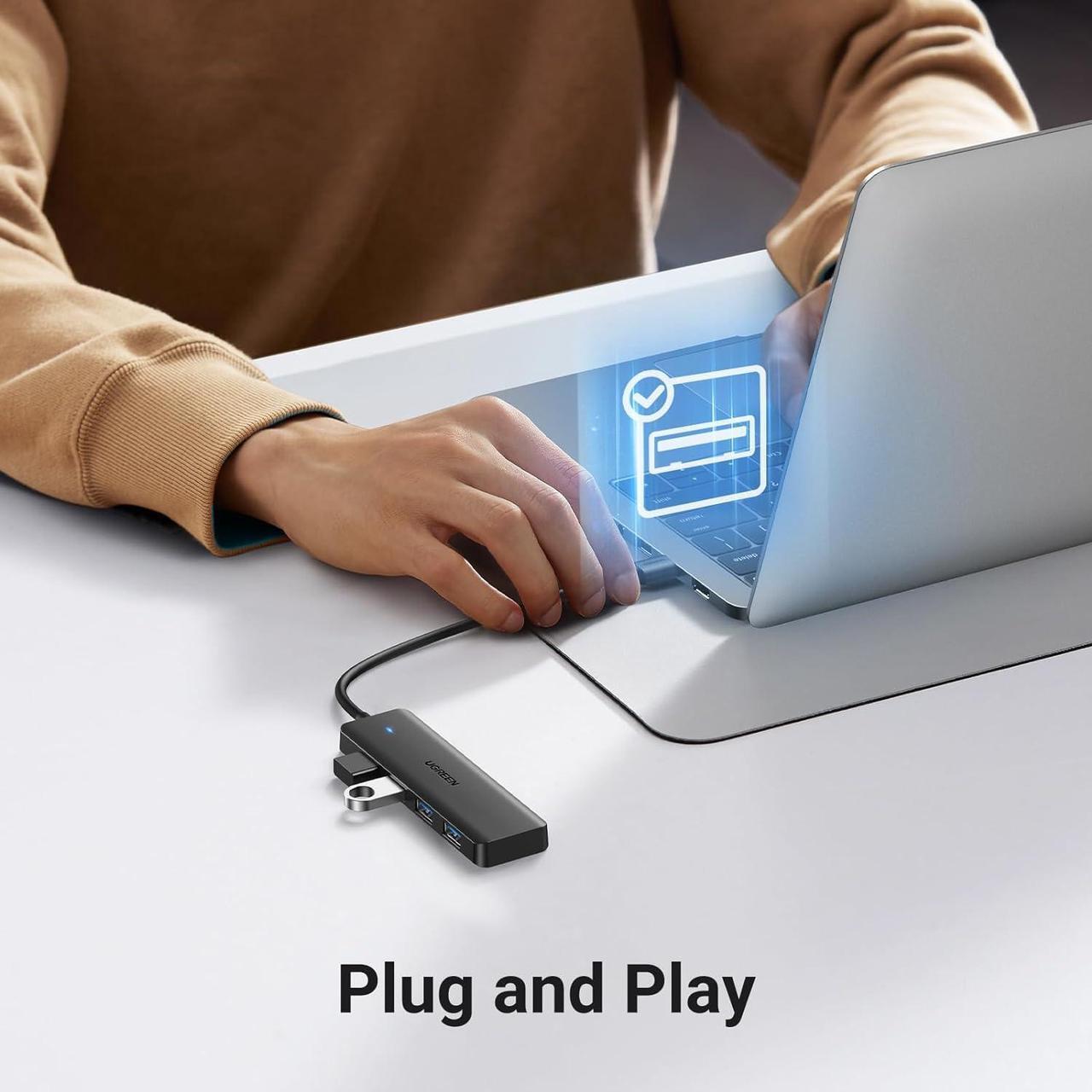 Alt view image 4 of 7 - UGREEN USB 3.0 Hub, 4 Ports USB A Splitter Ultra-Slim USB Expander for Mouse, Keyboard, Flash Drive, U Disk, Printer Compatible with Laptop, Desktop PC, Xbox, PS5, and More