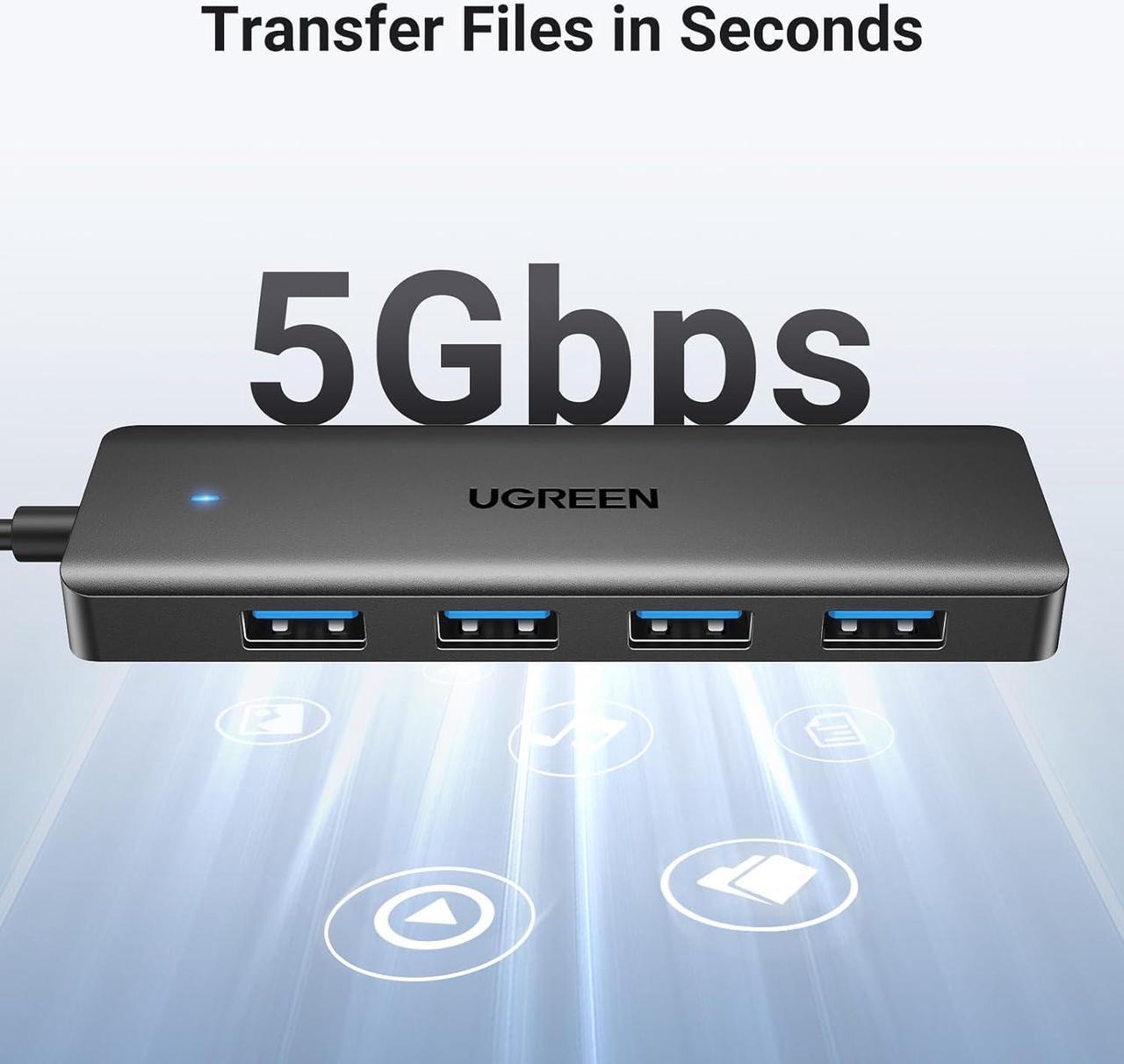 Alt view image 3 of 7 - UGREEN USB 3.0 Hub, 4 Ports USB A Splitter Ultra-Slim USB Expander for Mouse, Keyboard, Flash Drive, U Disk, Printer Compatible with Laptop, Desktop PC, Xbox, PS5, and More