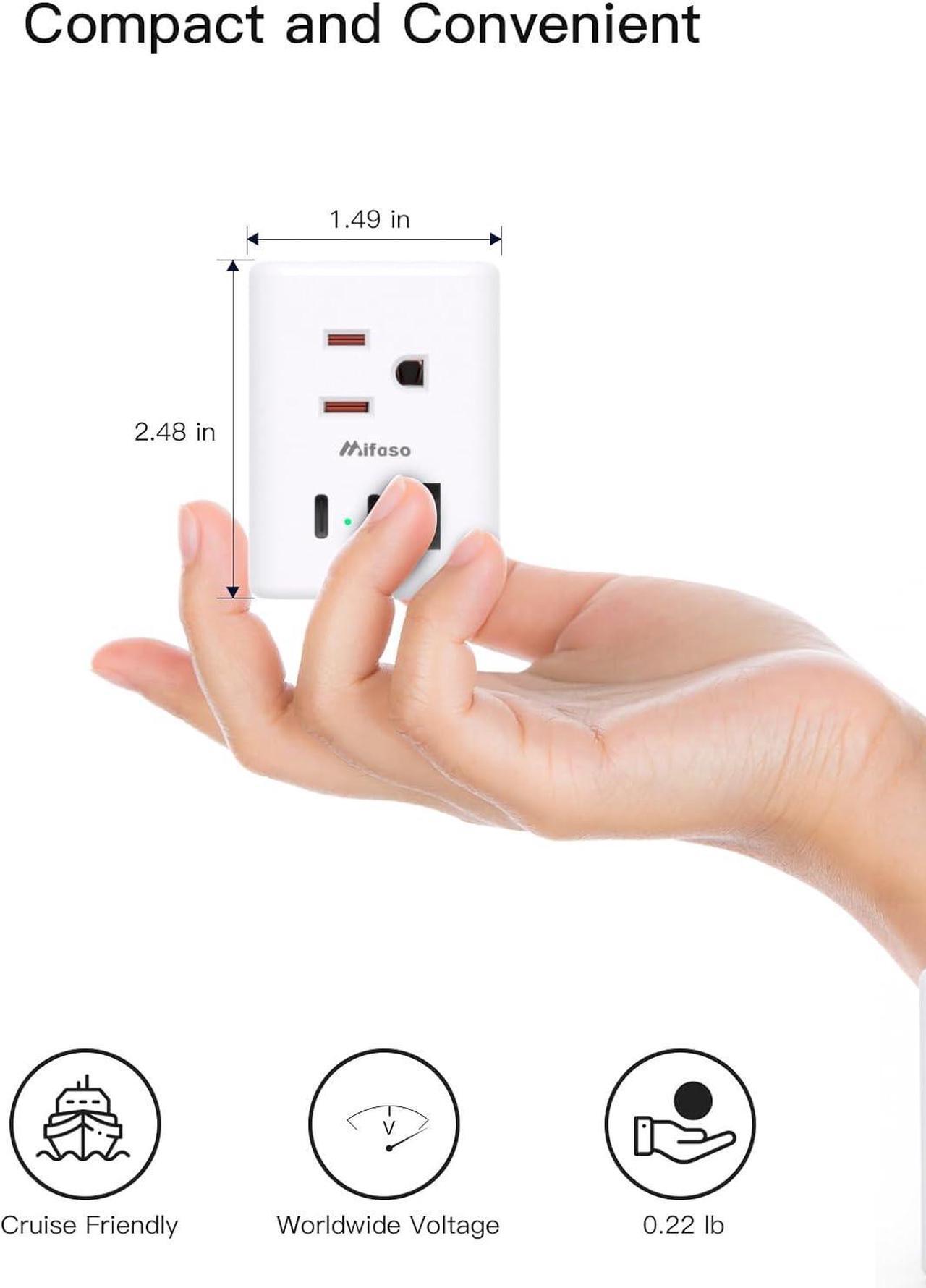 Alt view image 6 of 7 - 2 Pack European Travel Plug Adapter International Power Plug Adapter with 3 Outlets 3 USB Charging Ports(2 USB C) Type C Plug Adapter Travel Essentials to Most Europe EU Spain Italy France Germany