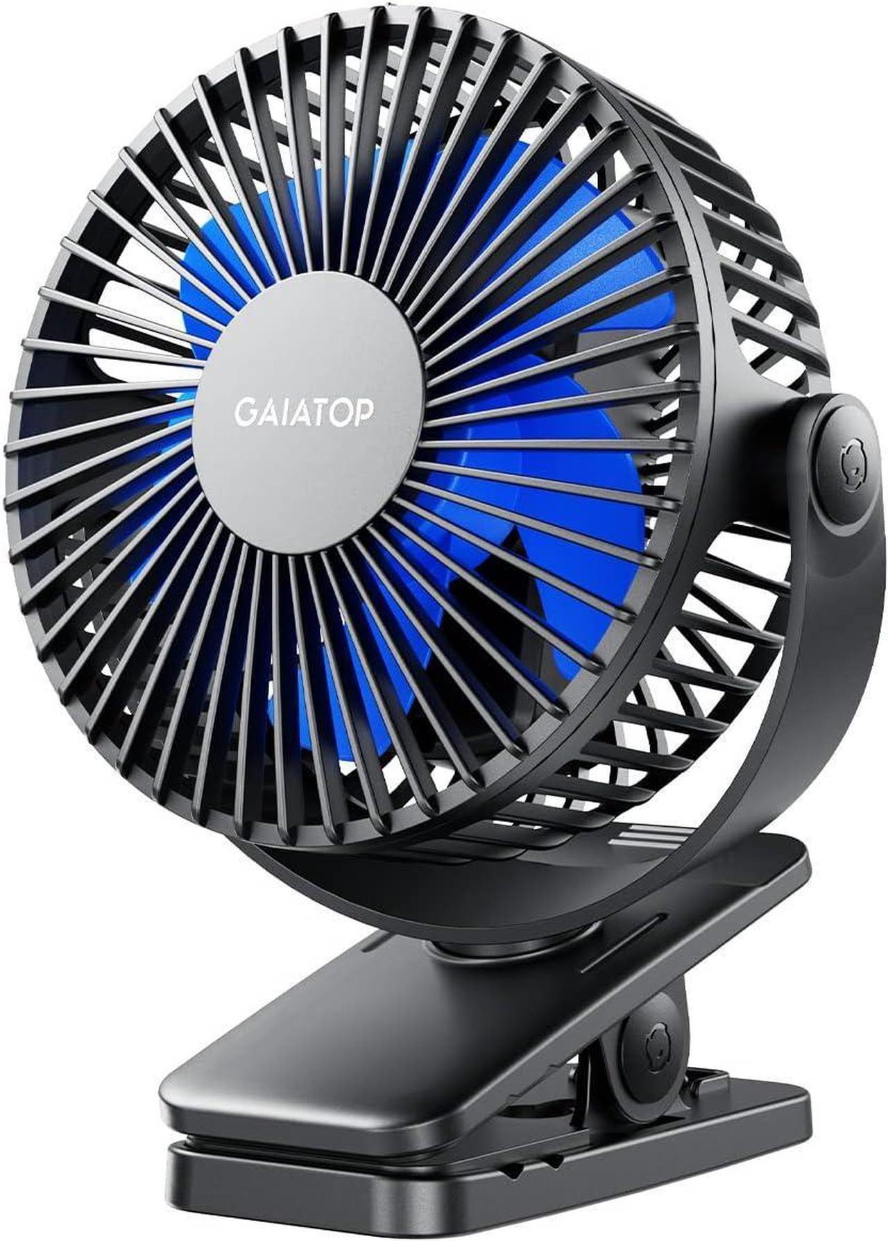 Main image of Portable Clip on Fan Battery Operated Small Powerful USB Desk Fan 3 Speed Quiet Rechargeable Mini Table Fan 360° Rotate Personal Cooling Fan for Home Office Stroller Camping Black Blue