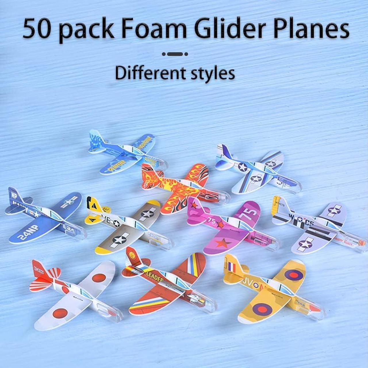 Alt view image 2 of 7 - 50 Pcs Foam Gliders Planes Toys for Kids Paper Airplane Party Favors Goodie Bag Stuffers Outdoor Flying Toys Bulk for Classroom Prizes Boys and Girls