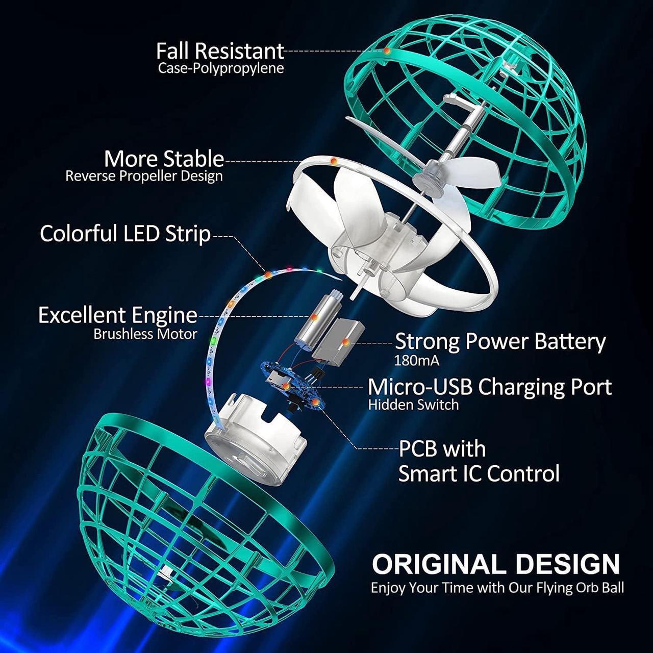 Alt view image 2 of 7 - 2023 Flying Orb Ball Toy Cosmic Globe Boomerang Hover Ball Galactic Fidget Spinner Hand Drone Orbit Cool Toys Gift for 6 7 8 9 10+ Year Old Boys Girls Teens Outdoor Toys(Light Blue)