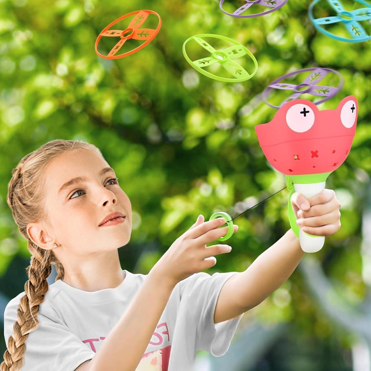 Alt view image 4 of 7 - Outdoor Toys for Kids Ages 4-8: Flying Disc Launcher Toys Manual Capture Catching Outdoor Games for 3 4 5 6 7 8 Years Old - Outside Toys for Toddlers 3-5 Christmas Easter Birthday Gifts Boys Girls