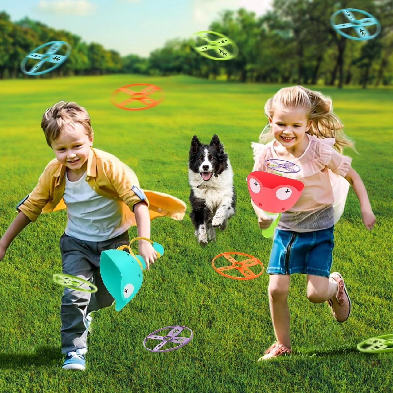 Alt view image 5 of 7 - Outdoor Toys for Kids Ages 4-8: Flying Disc Launcher Toys Manual Capture Catching Outdoor Games for 3 4 5 6 7 8 Years Old - Outside Toys for Toddlers 3-5 Christmas Easter Birthday Gifts Boys Girls