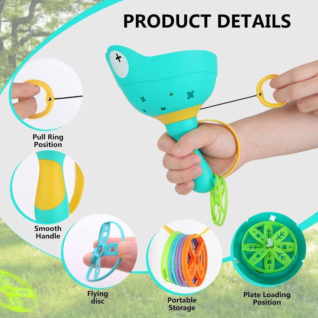 Alt view image 6 of 7 - Outdoor Toys for Kids Ages 4-8: Flying Disc Launcher Toys Manual Capture Catching Outdoor Games for 3 4 5 6 7 8 Years Old - Outside Toys for Toddlers 3-5 Christmas Easter Birthday Gifts Boys Girls