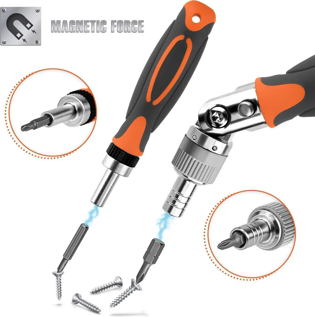 Alt view image 5 of 7 - Ratcheting Screwdriver Set - 68 in 1 Socket Set & Magnetic Screwdriver Bit Set with Rotatable Ratchet Handles extensions bar and Storage Case for Computer/Bike/Car/Electronics Maintenance