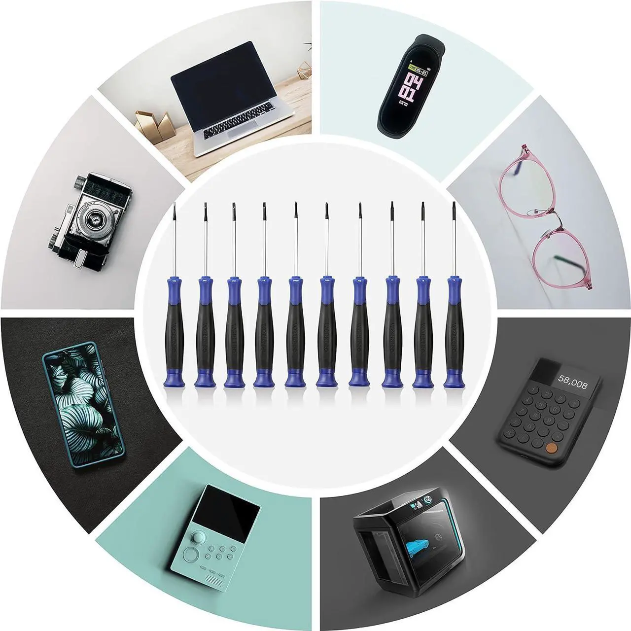 Alt view image 7 of 7 - 10-Piece Precision Screwdriver Set with Pouch Phillips Slotted Torx Star Magnetic Screwdriver Repair Tool Kit Non-Slip Grip for Eyeglass Watch Computer Laptop Phone