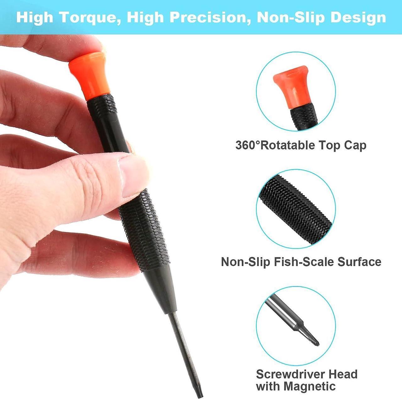 Alt view image 4 of 7 - Precision Screwdriver Set 25 PCS Small Screwdriver Set Magnetic with Torx Flathead Phillips Star Pentalobe Y Screwdrivers ESD Tweezers for Eyeglass Watchmaker Computer PC Electronic Laptop Jewelers