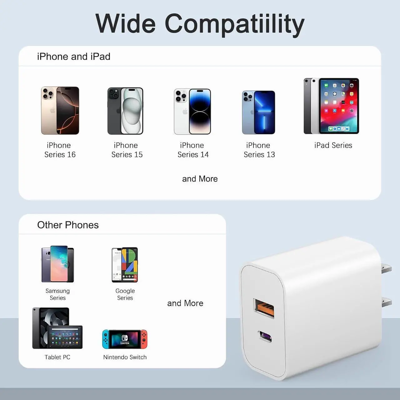 Alt view image 4 of 7 - USB C Charger Block Charging Block Type C Charger 20W Wall Chargers 4 Pack for iPhone 16/16 Plus/16 Pro/16 Pro Max/iPhone 15/15 Pro/15 Pro Max/14/13/12 Pro///Android