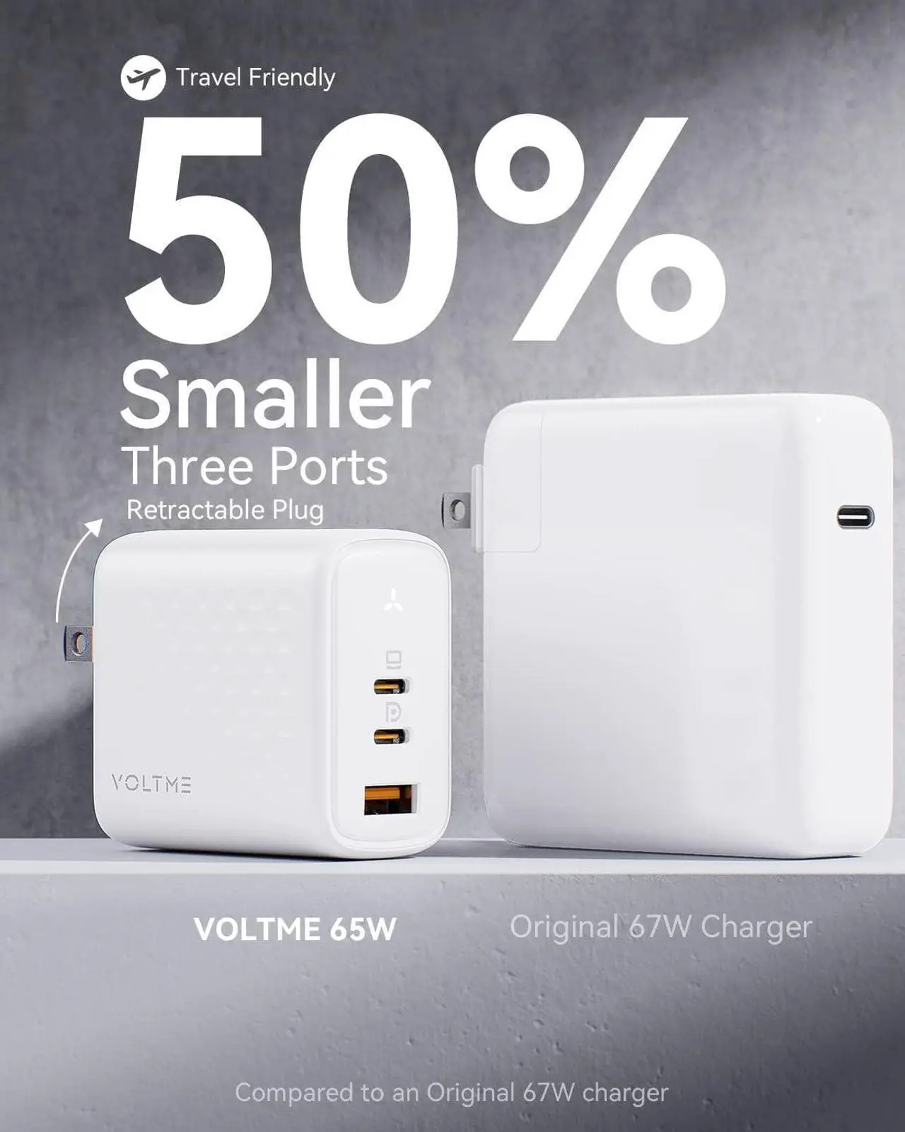 Alt view image 3 of 6 - USB C Charger 65W PPS 3-Port GaN Fast Charger Block Compact Foldable Wall Charger for MacBook Pro/Air  XPS 13 iPad Pro iPhone 14/13 Pro Max Galaxy S22 /S21 Pixel & More