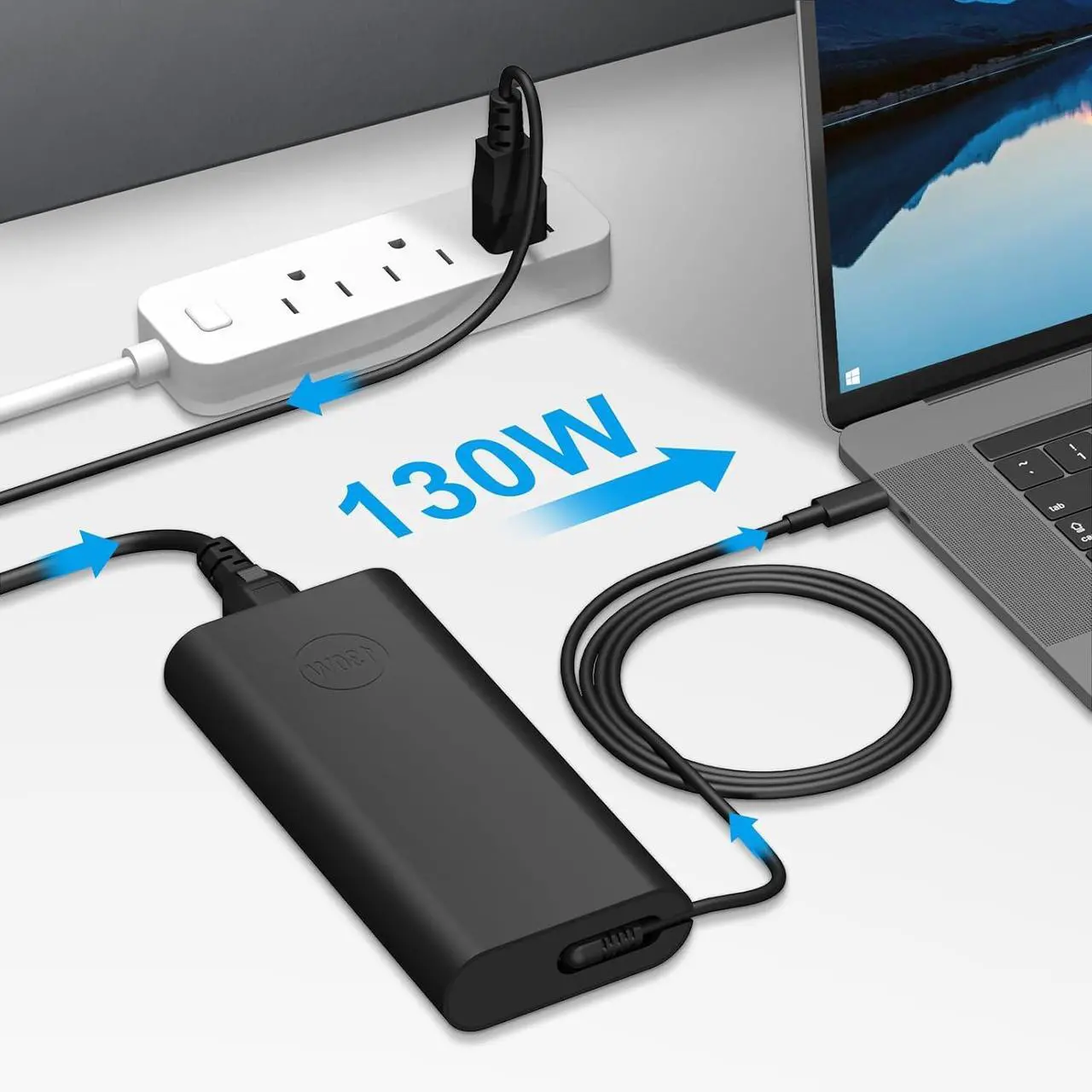 Alt view image 7 of 7 - Charger for Dell Laptop Computer 130W 90W 65W 45W USB C Fast Power Adapter
