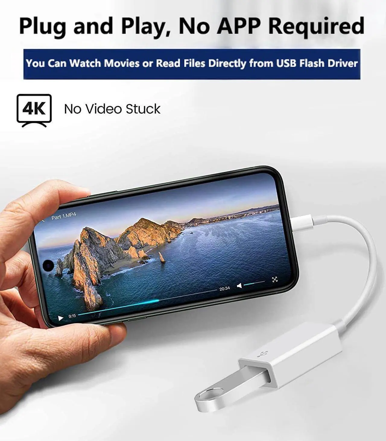 Alt view image 2 of 6 - USB-C to USB Camera Adapter USB 3.0 OTG Cable for iPhone/iPad to Connect Card Reader USB Flash Drive U Disk Keyboard Mouse Hubs MIDI Plug & Play (USB-C)