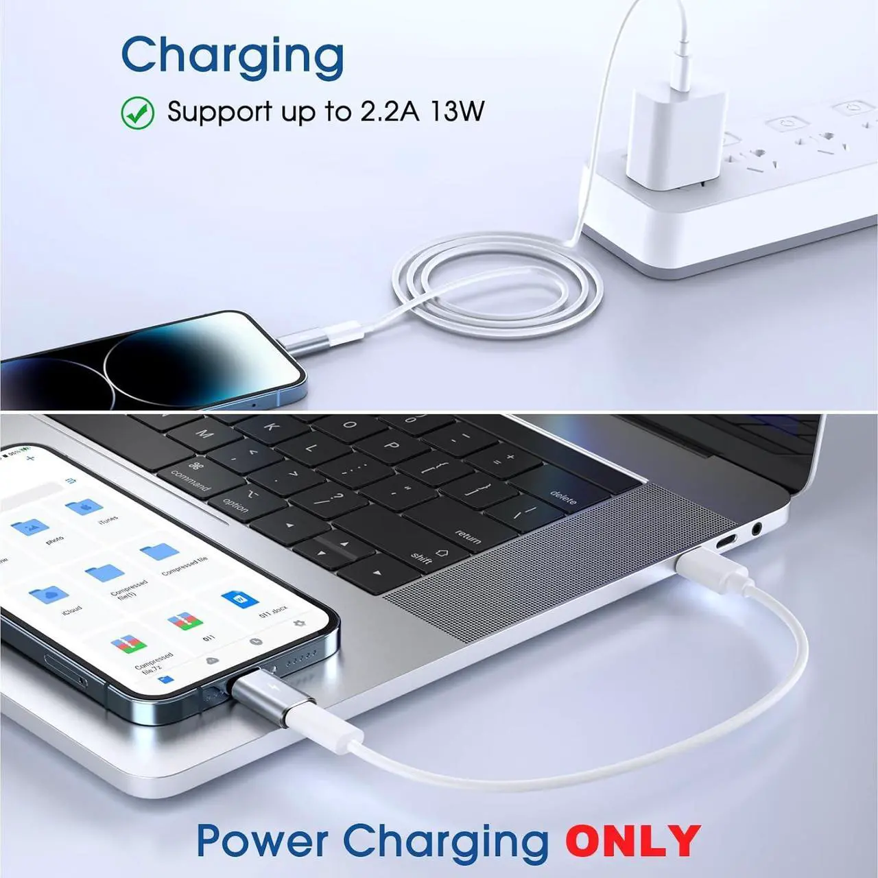 Alt view image 7 of 7 - Female USB C to Male Lightning Adapter 2 Pack 2.2A Charging Data Transfer Compatible with iPhone 14 13 12 11 Xs iPad iPod AirPods Not for Audio Headphones/OTG Firewire Anti-Lost Grey