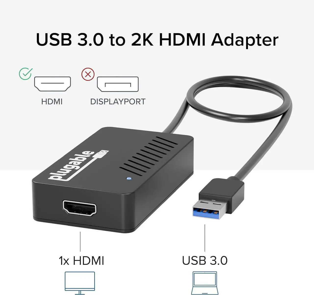 Alt view image 2 of 7 - USB 3.0 to HDMI Video Graphics Adapter with Audio for Multiple Monitors up to 2560x1440 Supports Windows 11 10 8.1 7 XP and Mac