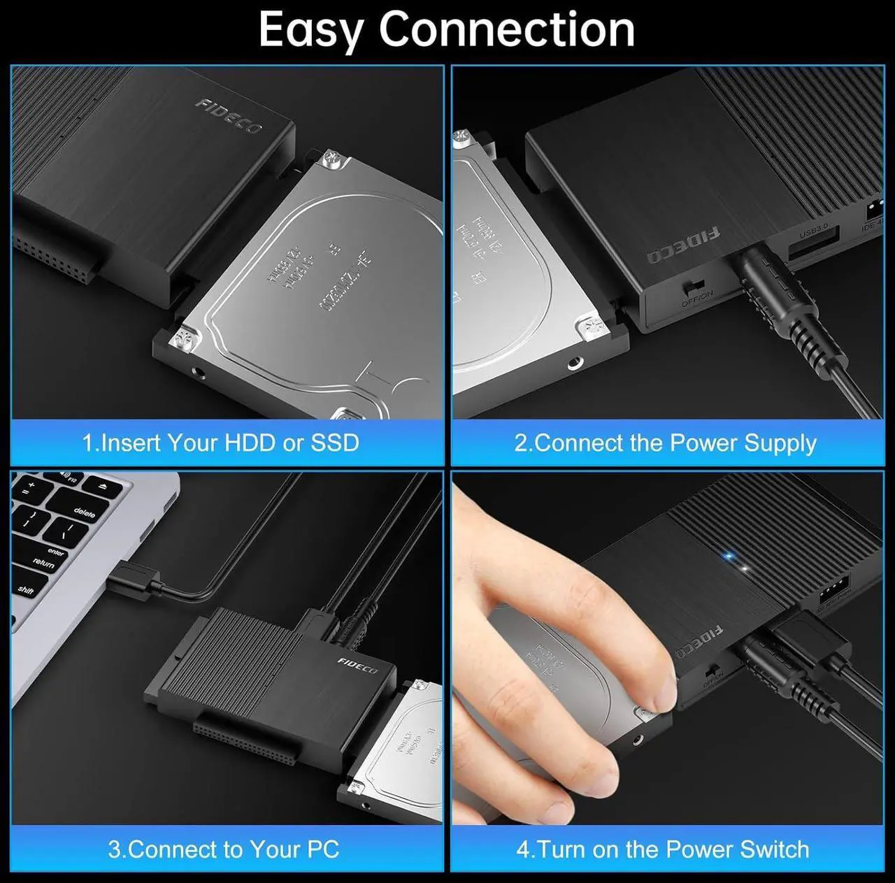 Alt view image 6 of 7 - USB 3.0 to SATA or IDE Adapter Hard Drive Adapter Cable Universal for 2.5/3.5 inch SATA HDD/SSD & IDE HDD with 12V Power Adapter