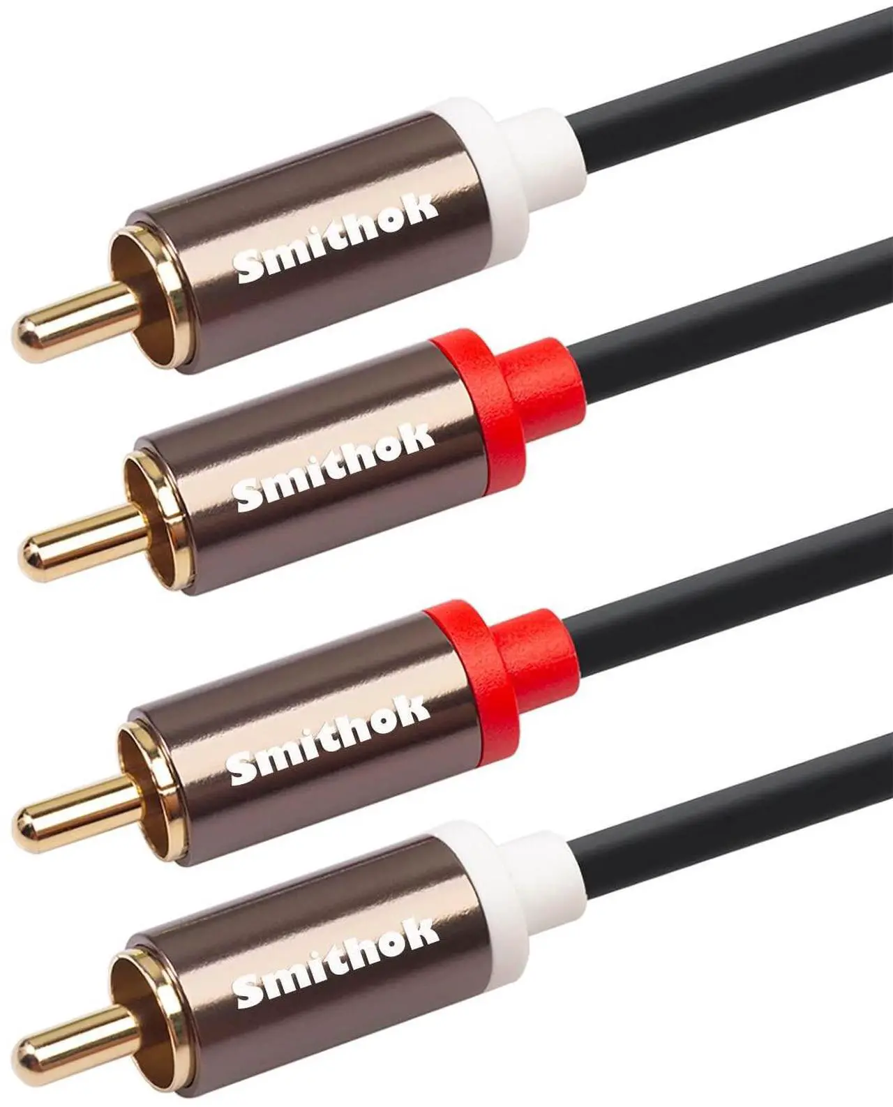 Alt view image 3 of 5 - RCA Cables 2 Pack[Hi-Fi Sound PVC Jacket Shielded] 2-Male to 2-Male RCA Audio Stereo Subwoofer Cable Auxiliary Cord for Home Theater Amplifiers HDTV Hi-Fi Systems Speakers (6.6Ft/2m)