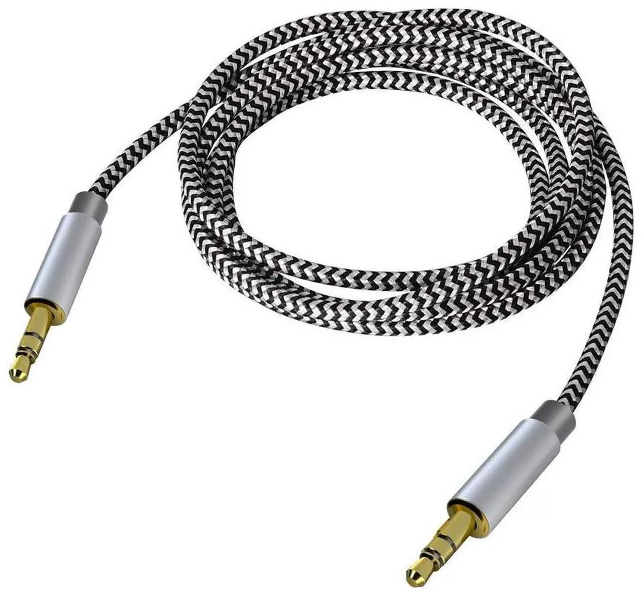 Main image of 3.5mm Stereo Audio Cable Extension Male to Male Nylon Braided 10ft/3m Tangle-Free AUX Cable for Headphones iPods iPhones iPads Home/Car Stereos and More (Black)