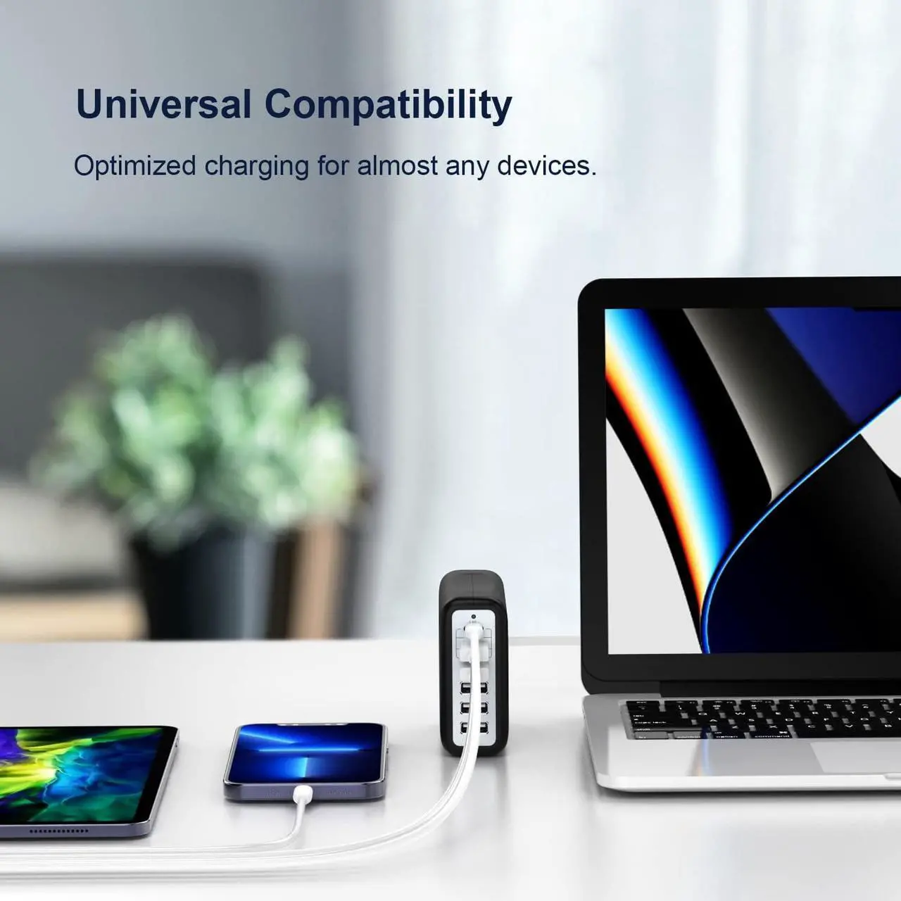 Alt view image 4 of 7 - USB C Charging Station Fast Wall Charger USBC Charging Power Hub for Multiple Device Desktop Charge Block 6 Ports Pd3.0 Rapid Strip Adapter Compatible with iPhone15 iPad Galaxy Smart Cell Phone 100W