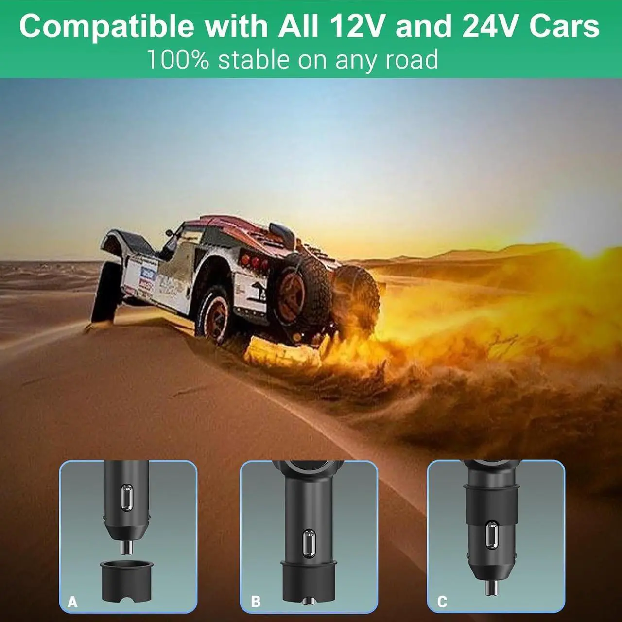 Alt view image 4 of 7 - Cigarette Lighter Splitter: USB C 12V Car Charger Adapter 2 Socket Type C Multi 12 Volt Power Outlet 24V DC 80W with LED Voltmeter Switch 6.3A Dual USB Port for Mobile Cell Phone GPS Dash Cam