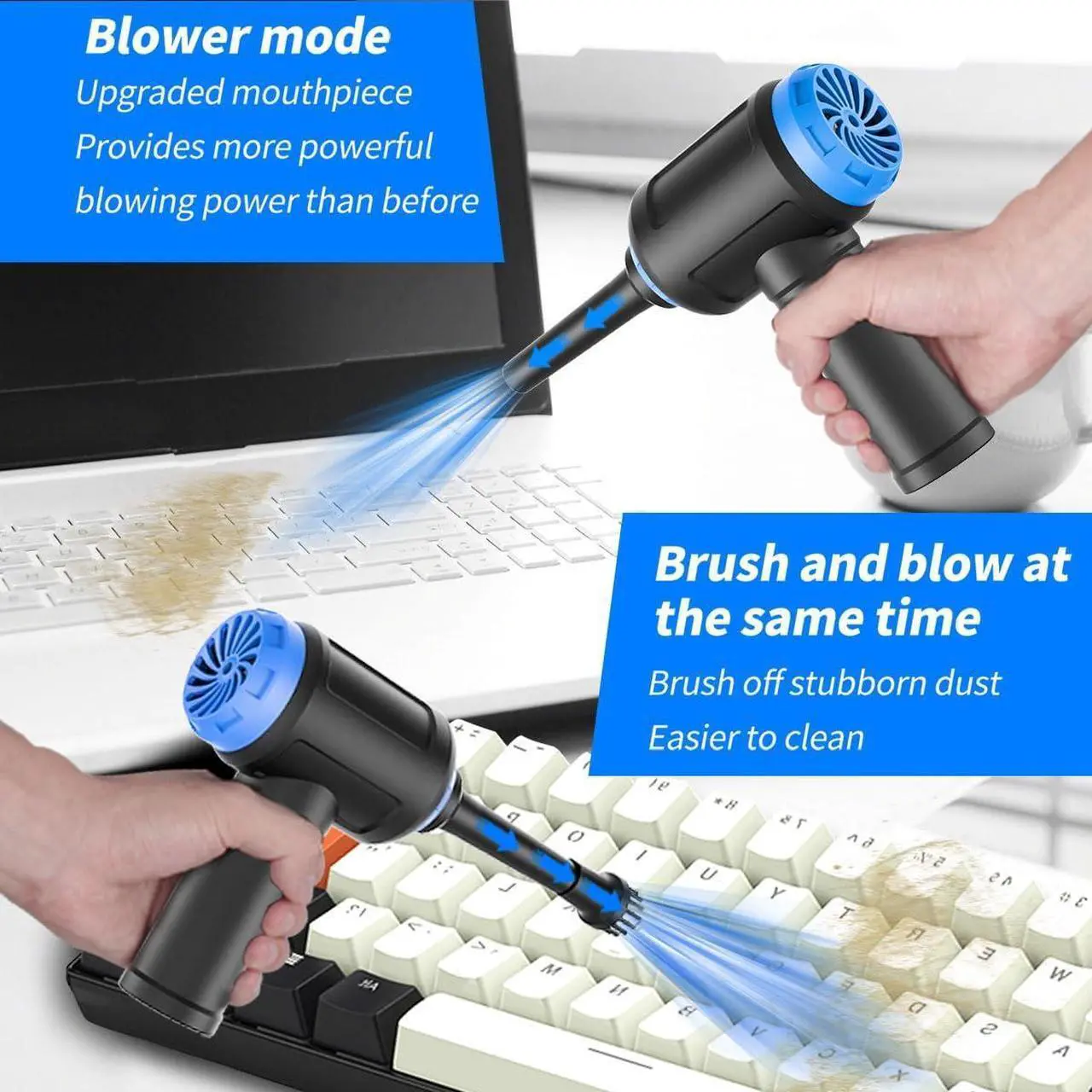 Alt view image 2 of 7 - Air Duster - Computer Vacuum Cleaner - for Keyboard Cleaning - Cordless Canned Air - 110000RPM Powerful PC Cleaner(VC08)