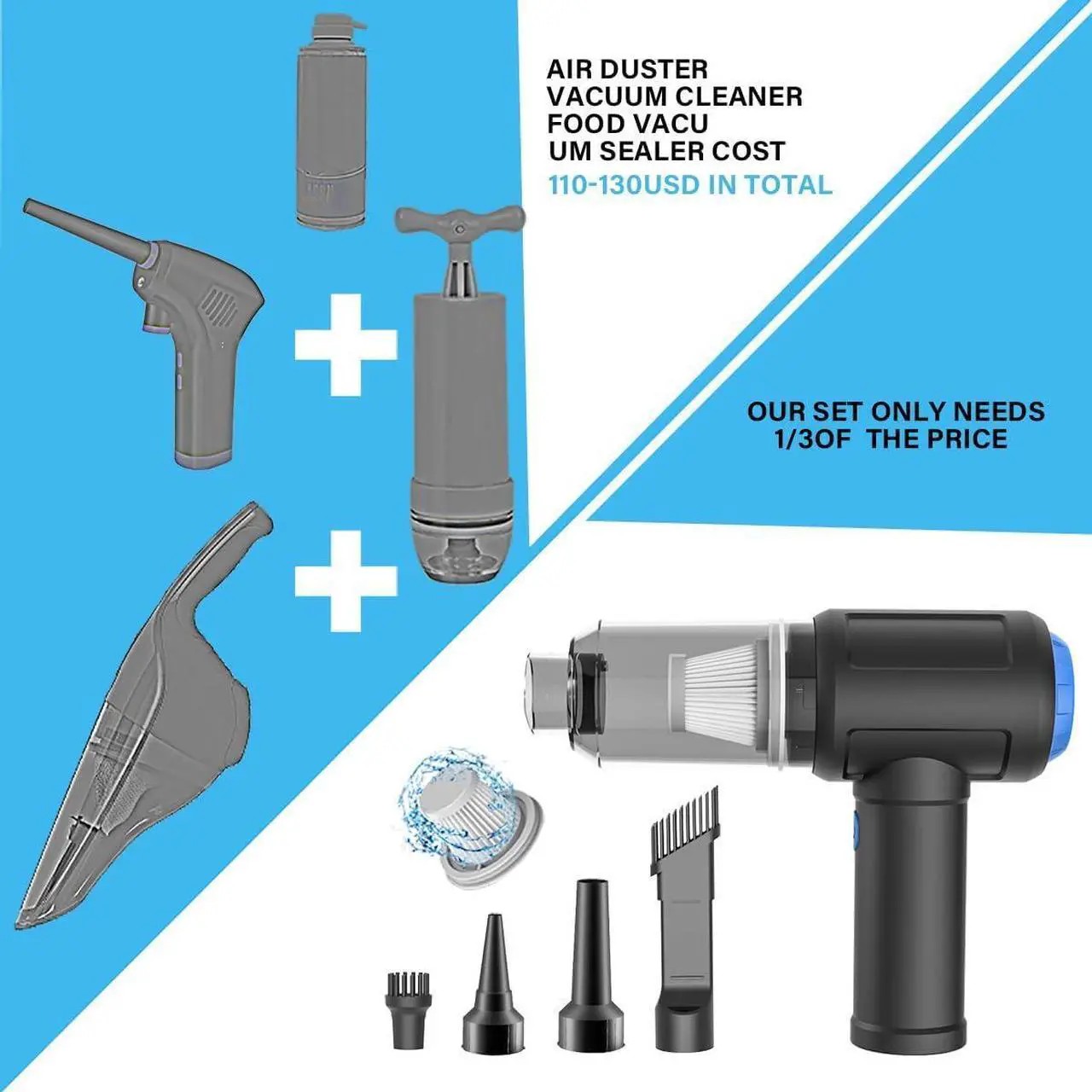 Alt view image 5 of 7 - Air Duster - Computer Vacuum Cleaner - for Keyboard Cleaning - Cordless Canned Air - 110000RPM Powerful PC Cleaner(VC08)