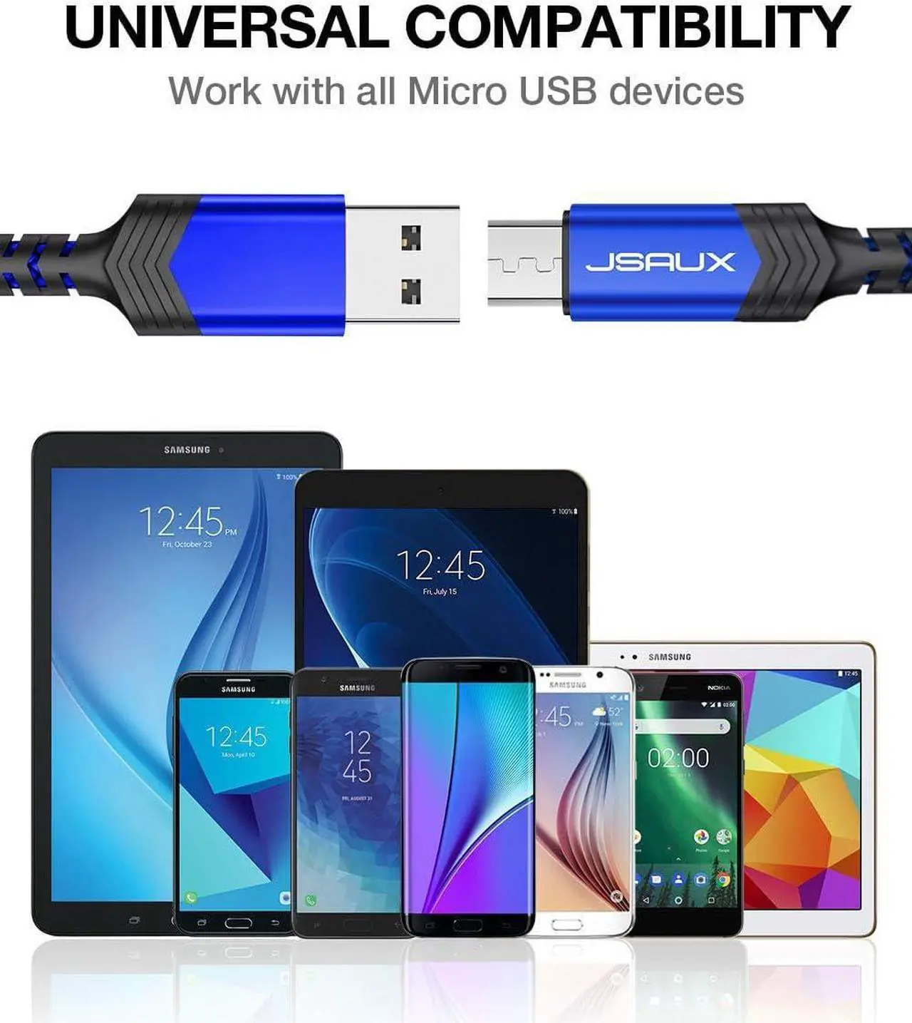 Alt view image 7 of 7 - Micro USB Cable Android Charger (2-Pack 6.6FT) Kindle Charger Cord Replacement Nylon Braided USB Micro Charging Cable Compatible with Galaxy S7 S6 J7 Edge Note 5 Kindle MP3-Blue