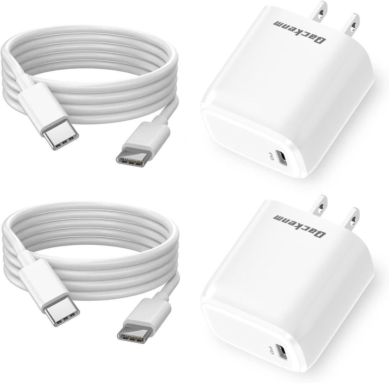 Main image of 2-Pack 20W USB C Charger Block Type C Charger Fast Charging PD3.0 Fast Chargers Type C Charging Block for iPhone 16 Pro/16 Pro Max/iPhone 15/15 Pro/iPad mini/Air (4FT USB-C Cable)
