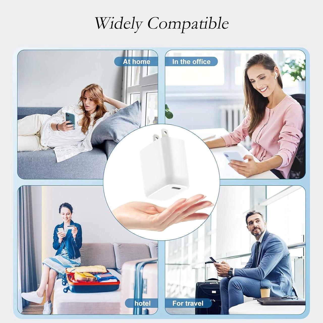 Alt view image 7 of 7 - 2-Pack 20W USB C Charger Block Type C Charger Fast Charging PD3.0 Fast Chargers Type C Charging Block for iPhone 16 Pro/16 Pro Max/iPhone 15/15 Pro/iPad mini/Air (4FT USB-C Cable)