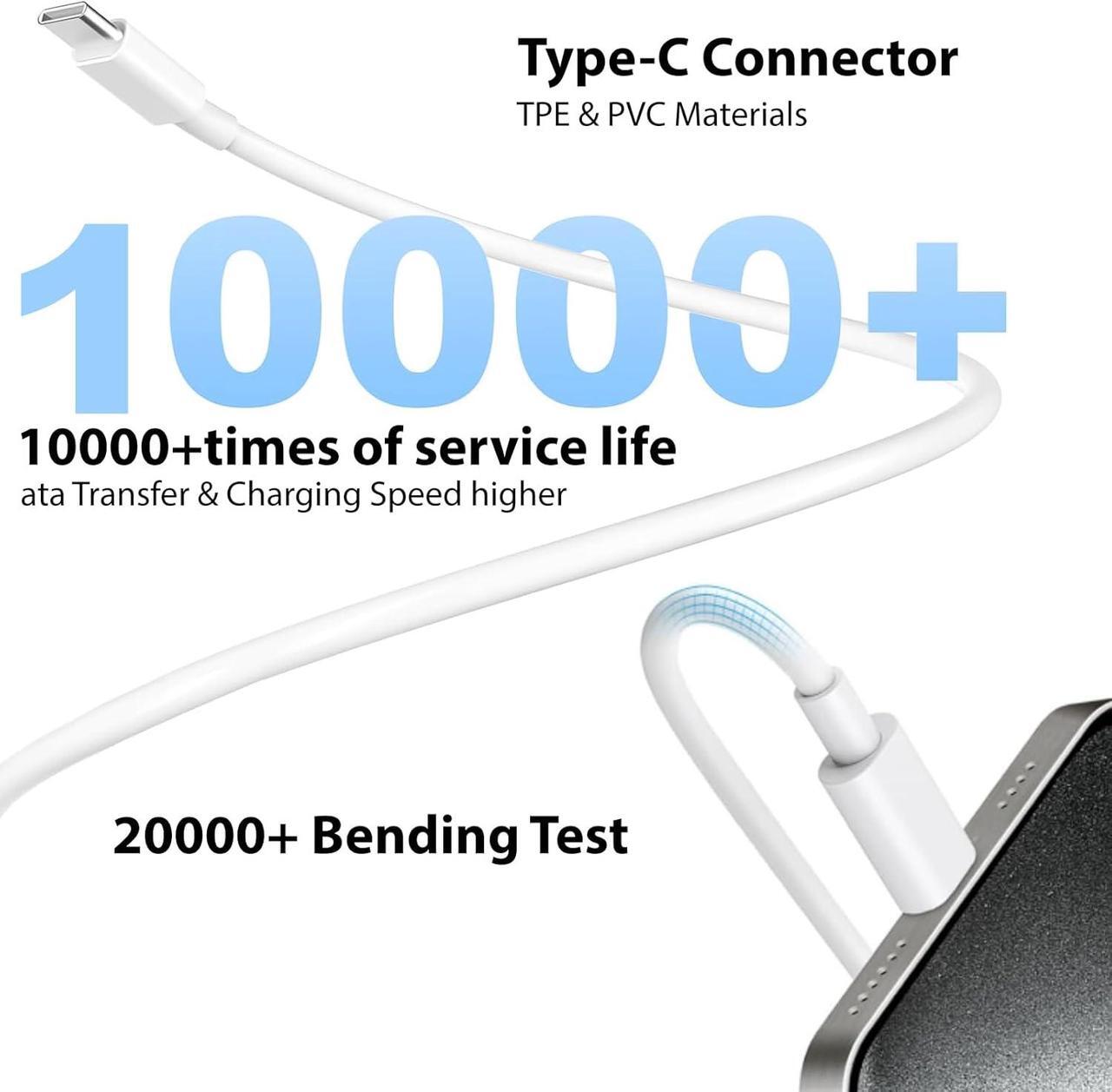 Alt view image 5 of 7 - 2-Pack 20W USB C Charger Block Type C Charger Fast Charging PD3.0 Fast Chargers Type C Charging Block for iPhone 16 Pro/16 Pro Max/iPhone 15/15 Pro/iPad mini/Air (4FT USB-C Cable)