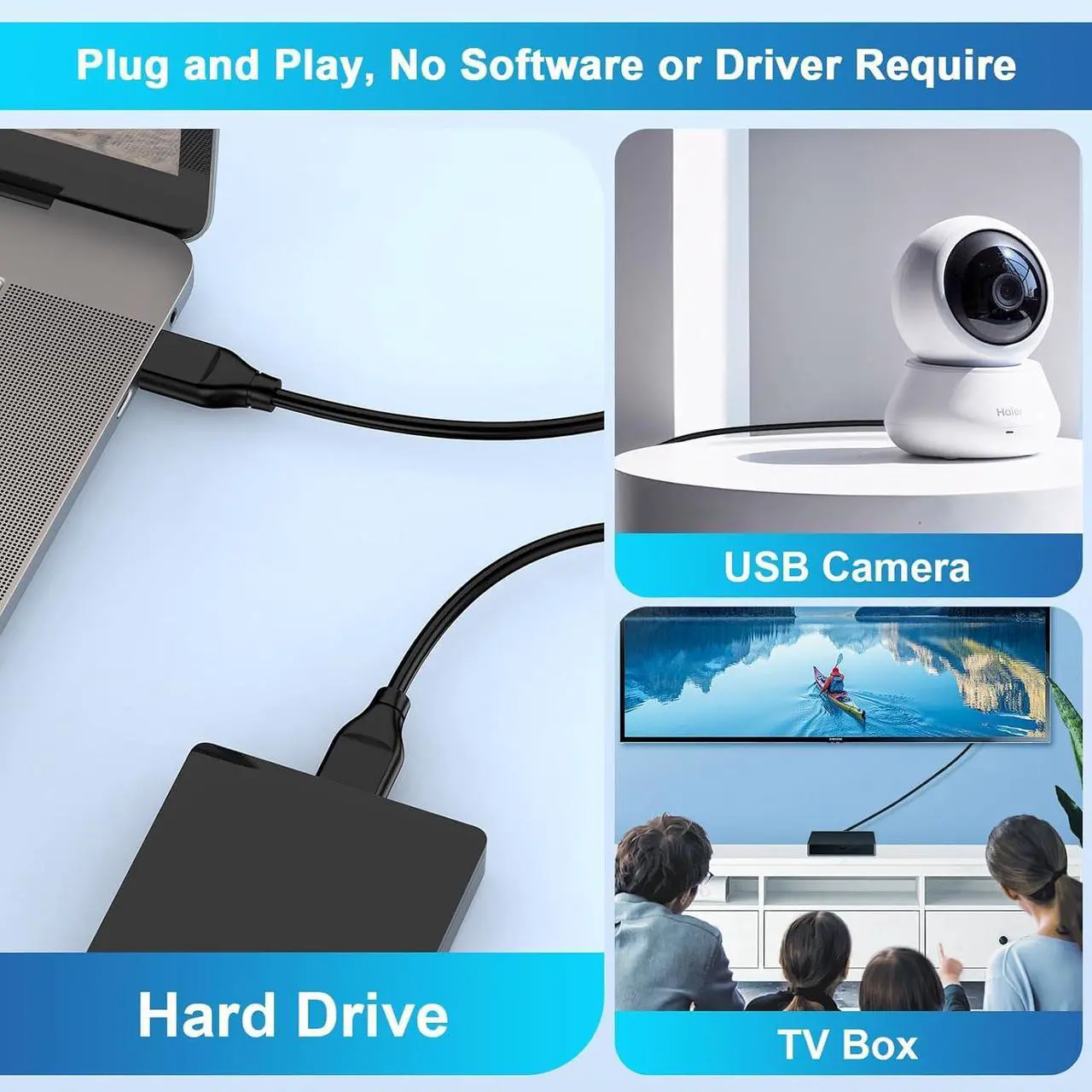 Alt view image 5 of 7 - USB to USB Cable 6FT USB A to USB A Cord Male to Male USB Cable USB A 3.0 A to A Male Cable Double Sided USB A Data Transfer Cord for Computer PC Laptop Cooler TV Hub Hard Drive Enclosure DVD Player